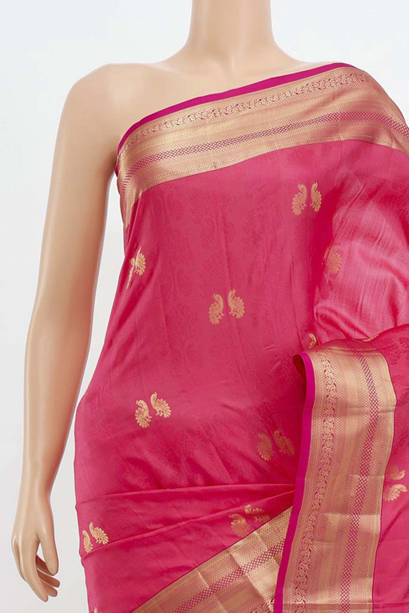 Rose pink Soft Silk Saree - Image 2
