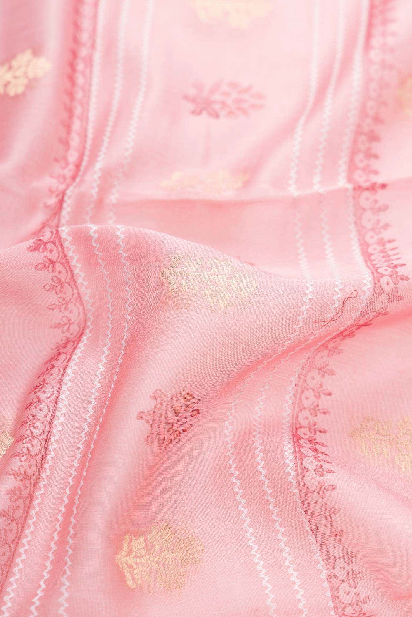 Rose pink Tussar Silk Saree - Image 2