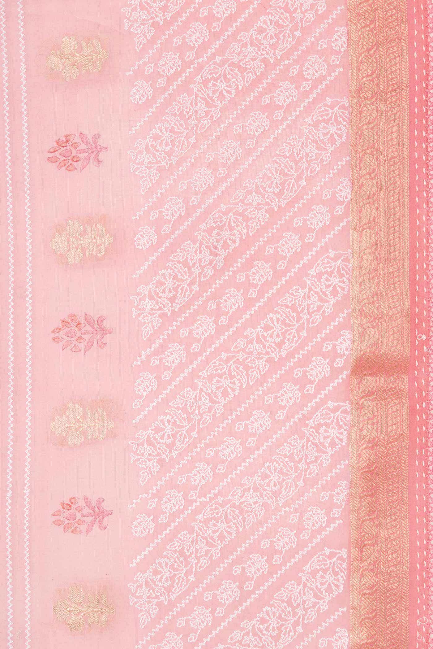 Rose pink Tussar Silk Saree - Image 3