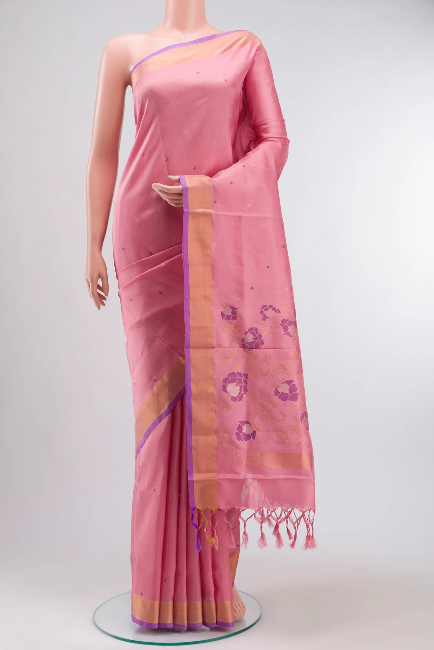 Rose pink Uppada Silk Saree