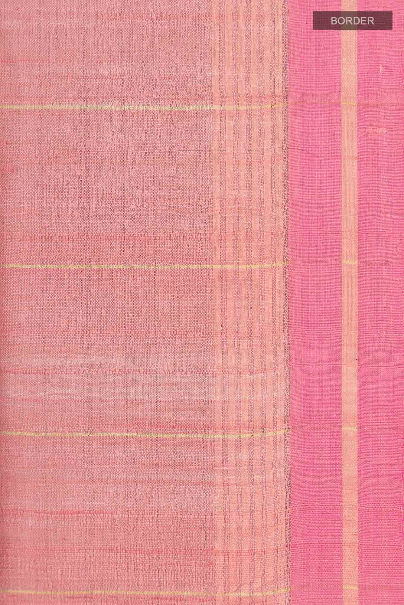 Rosette Whimsy-Peach Bhagalpuri Tussar Silk Saree - Image 7