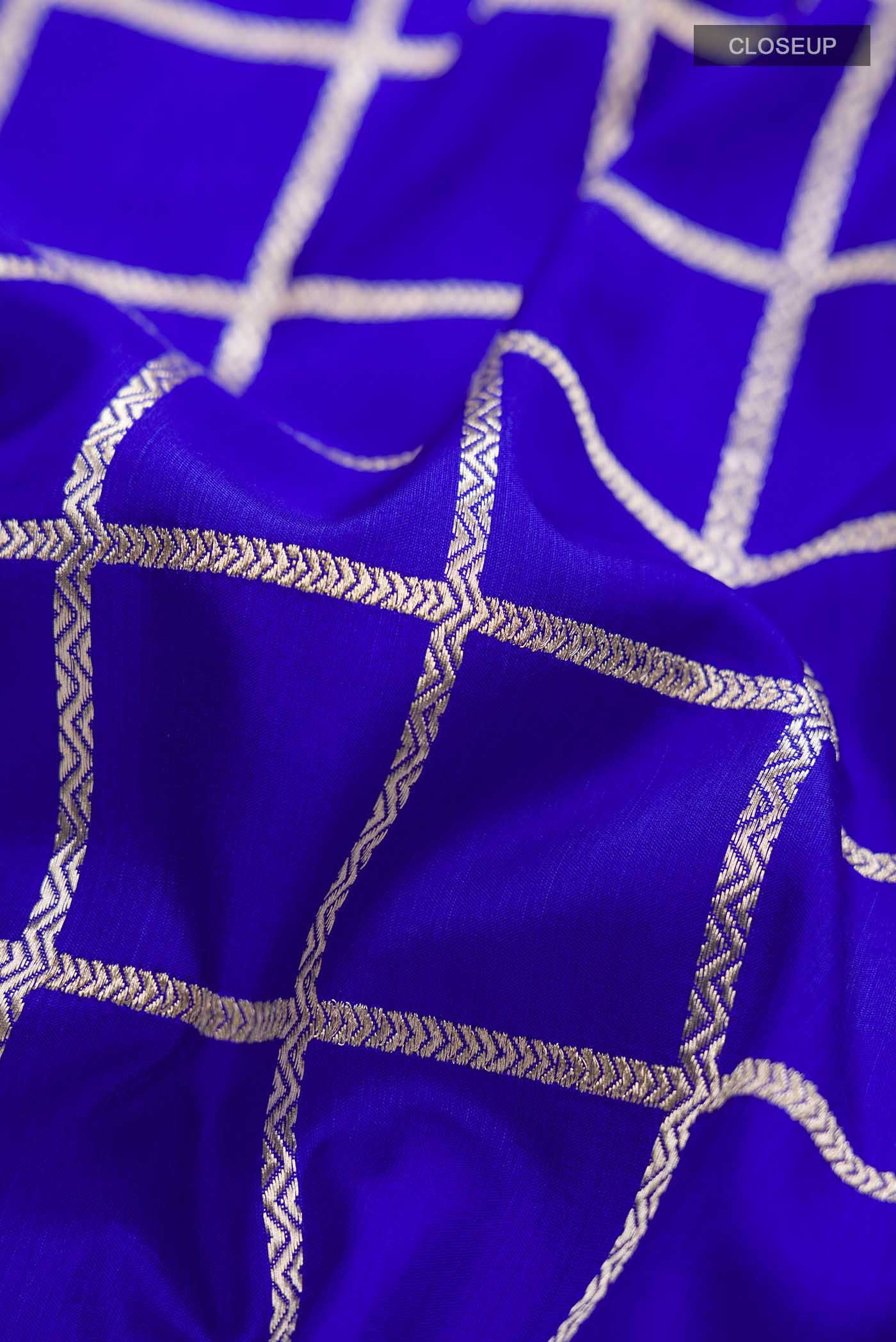 Royal Blue Banarasi Silk Saree - Image 2