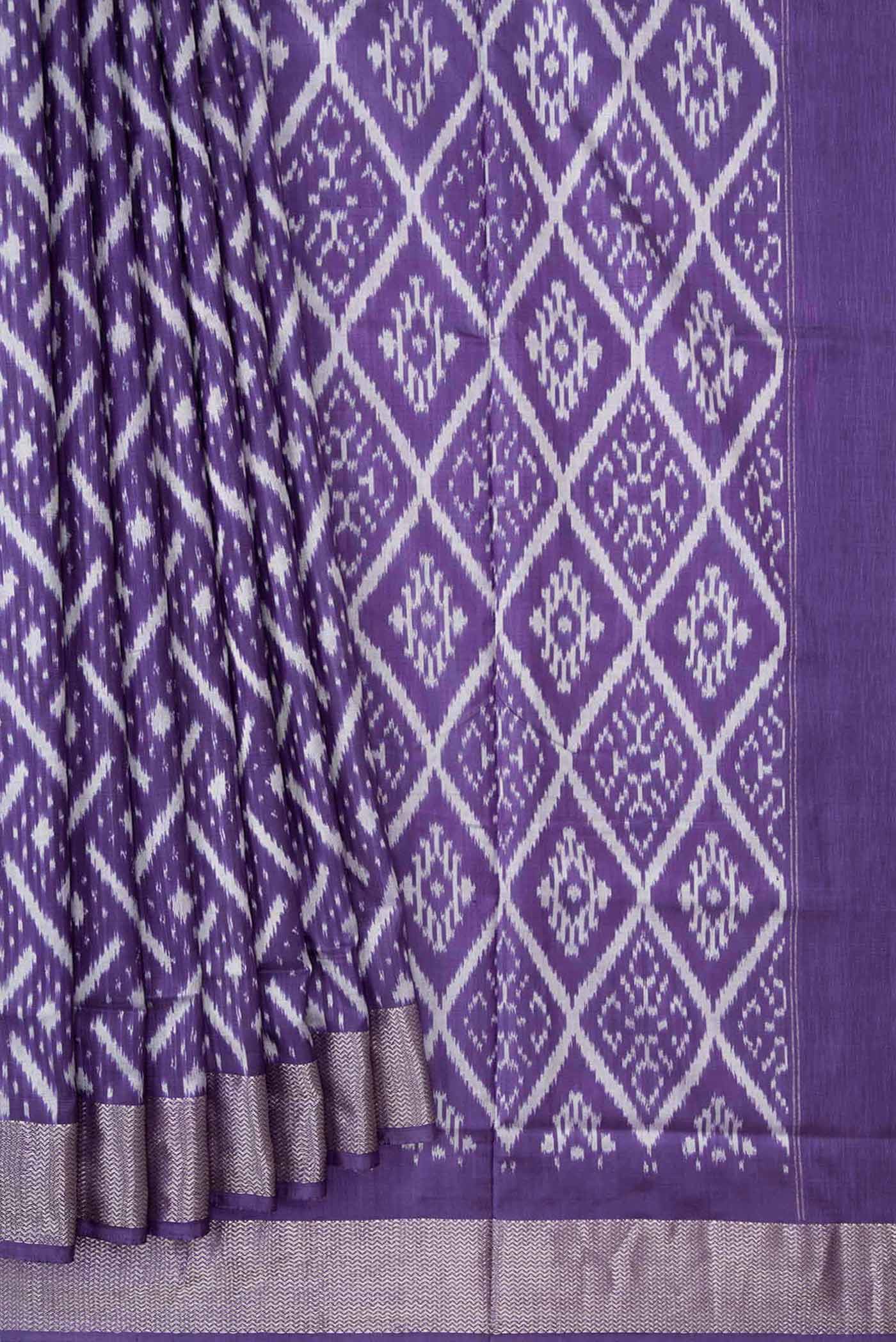 Lilac Pochampally Silk Saree - Image 4