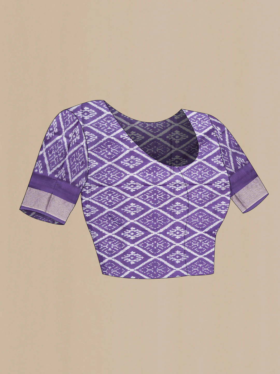 Lilac Pochampally Silk Saree - Image 5