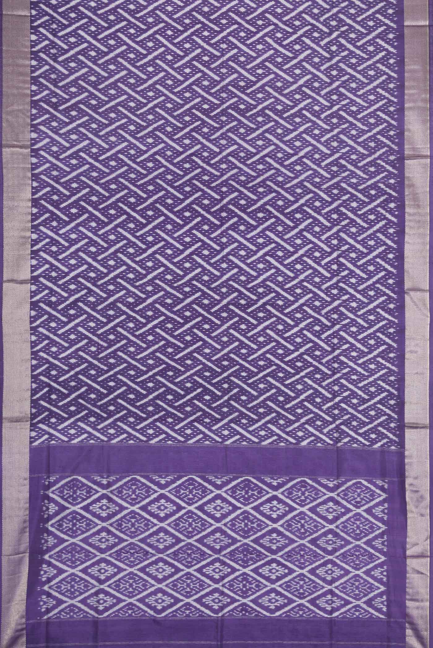 Lilac Pochampally Silk Saree - Image 6
