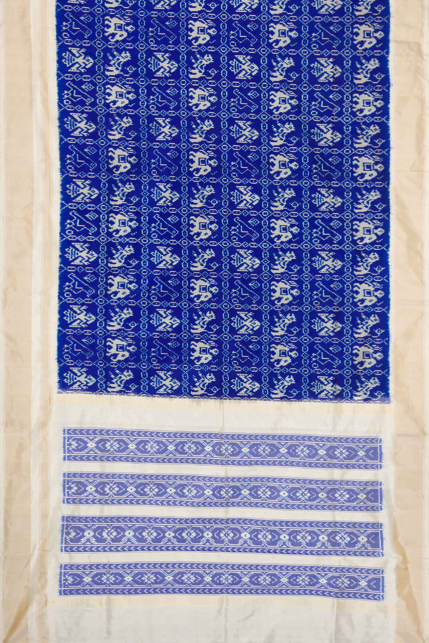 Royal Blue Pochampally Silk Saree - Image 6