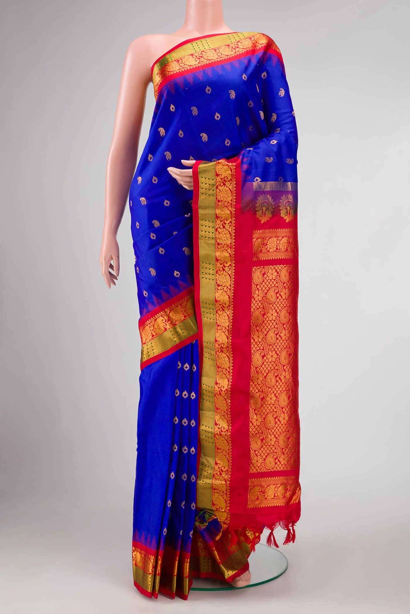 Royal Blue Dual Tone Gadwal Silk Saree