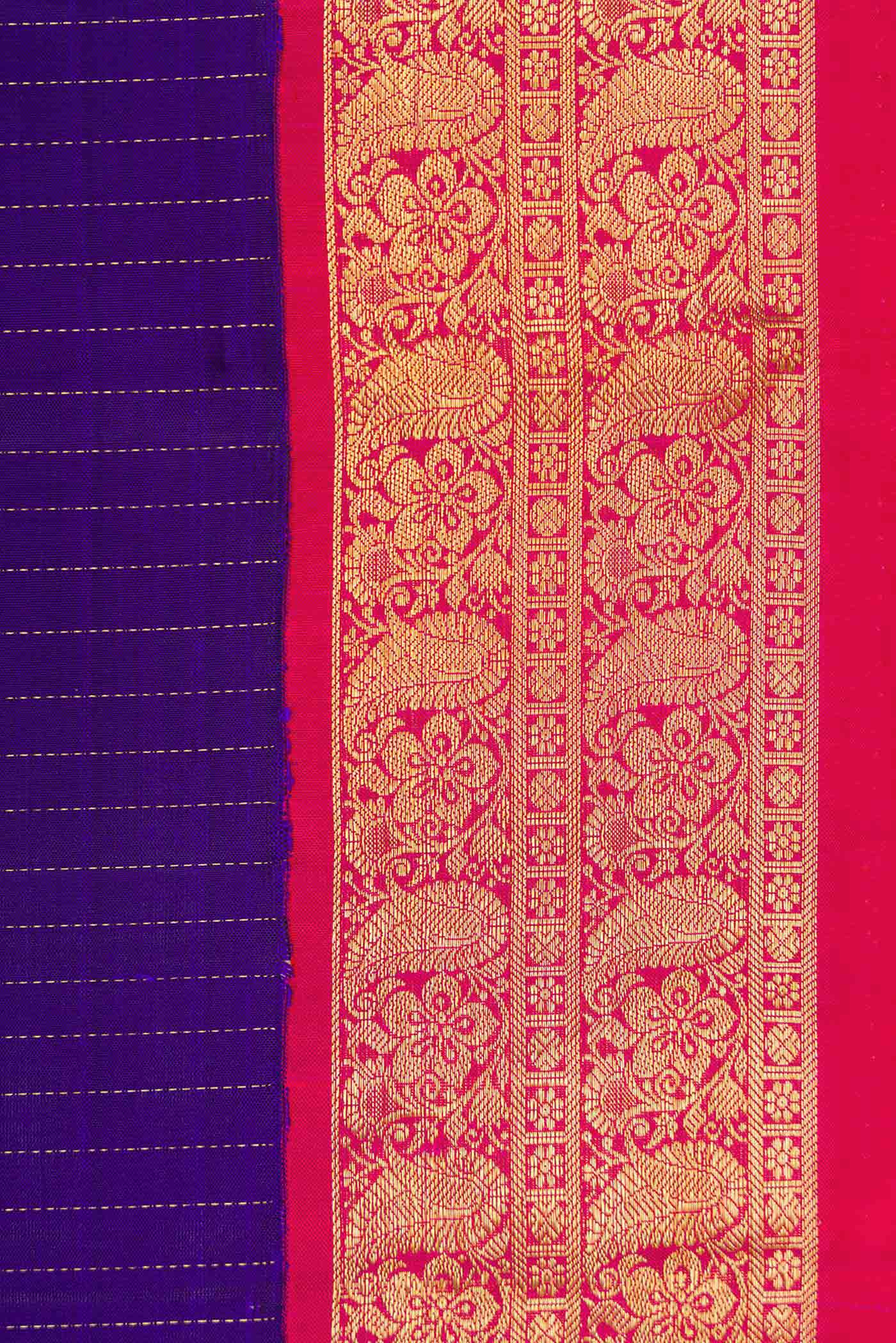 Royal Blue Dual Tone Kanjivaram Silk Saree - Image 3