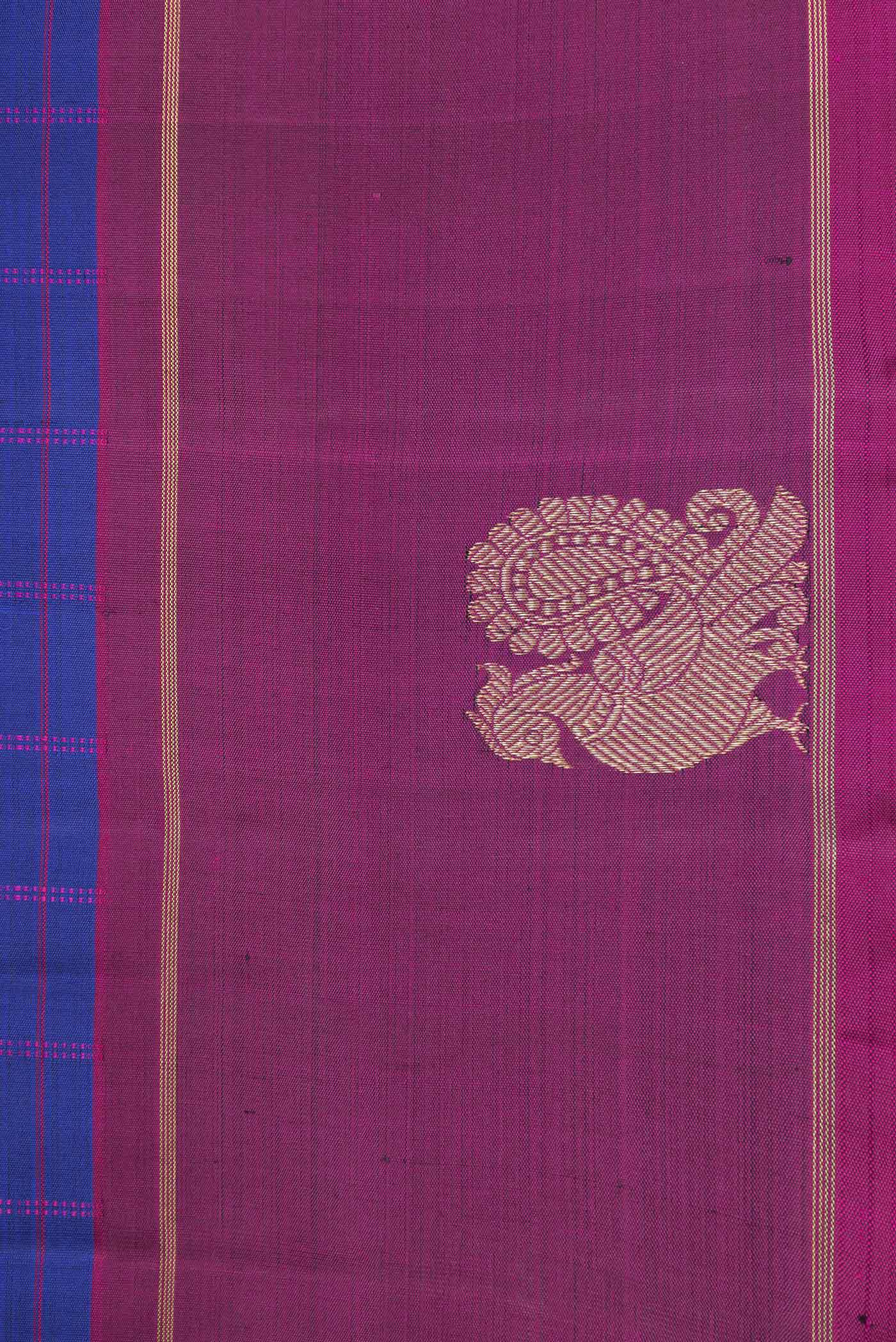 Royal Blue Dual Tone Kanchipuram Silk Saree - Image 3