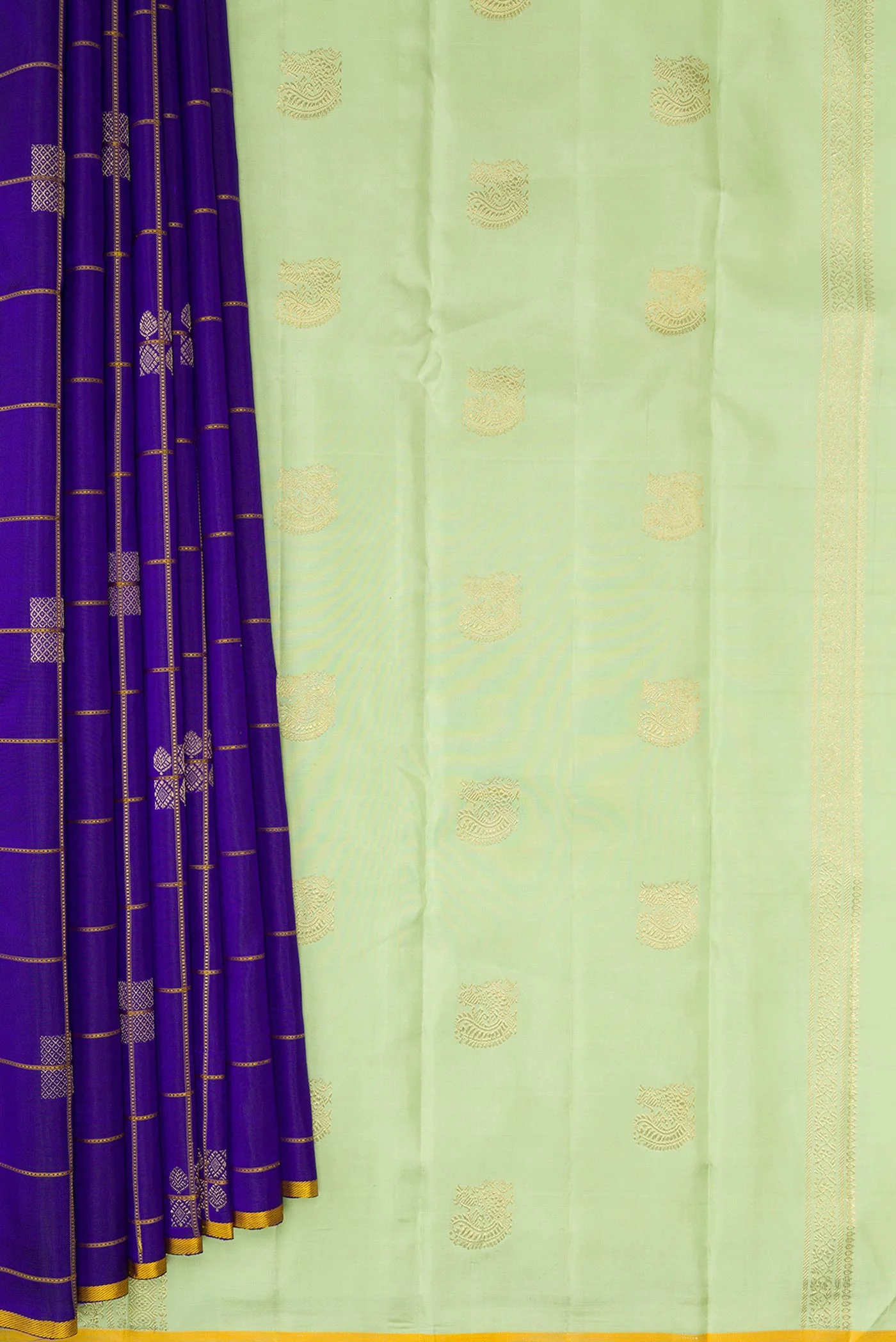 Royal Blue Dual Tone Kanjivaram Silk Saree - Image 4