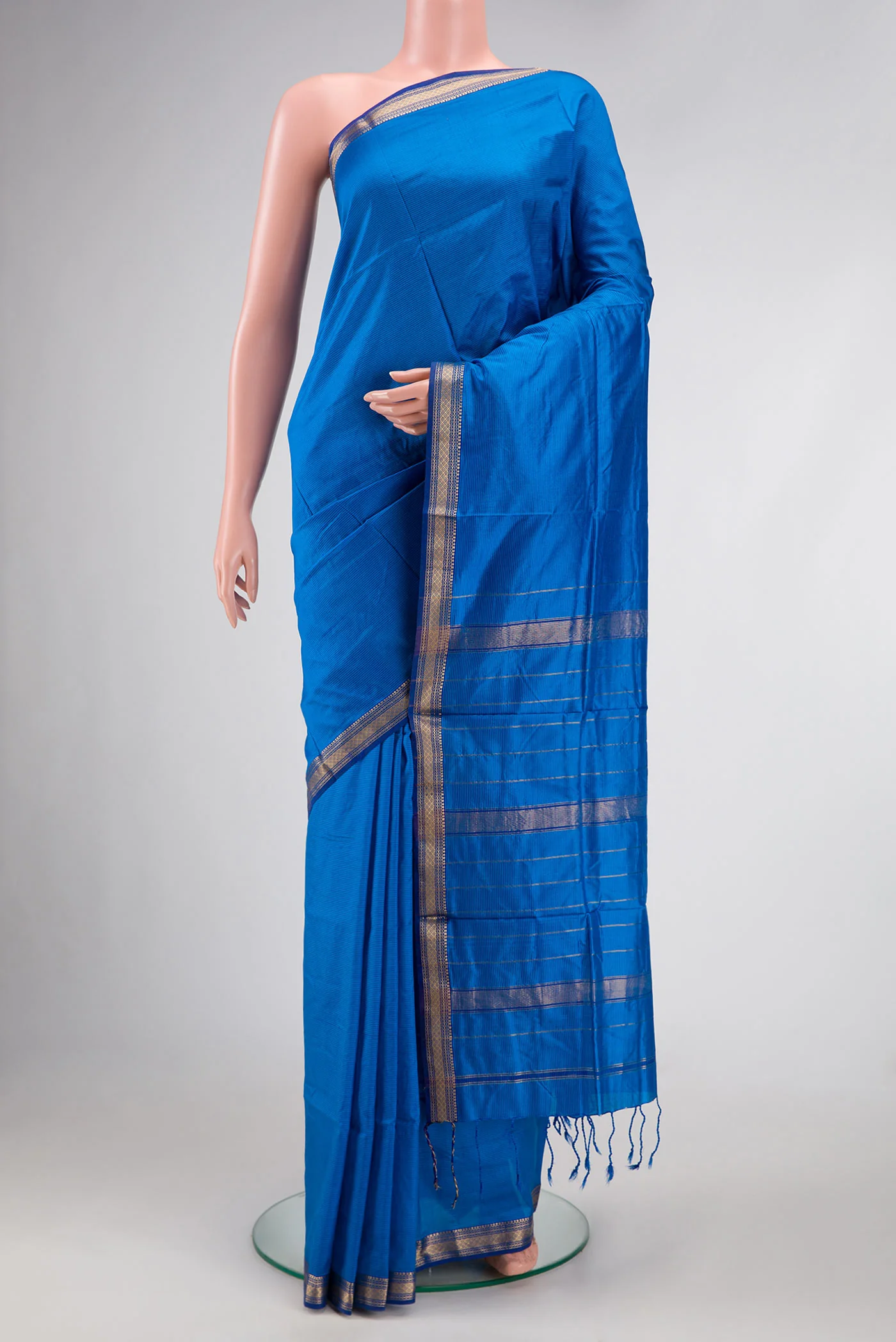 Royal Blue Maheshwari Silk Saree