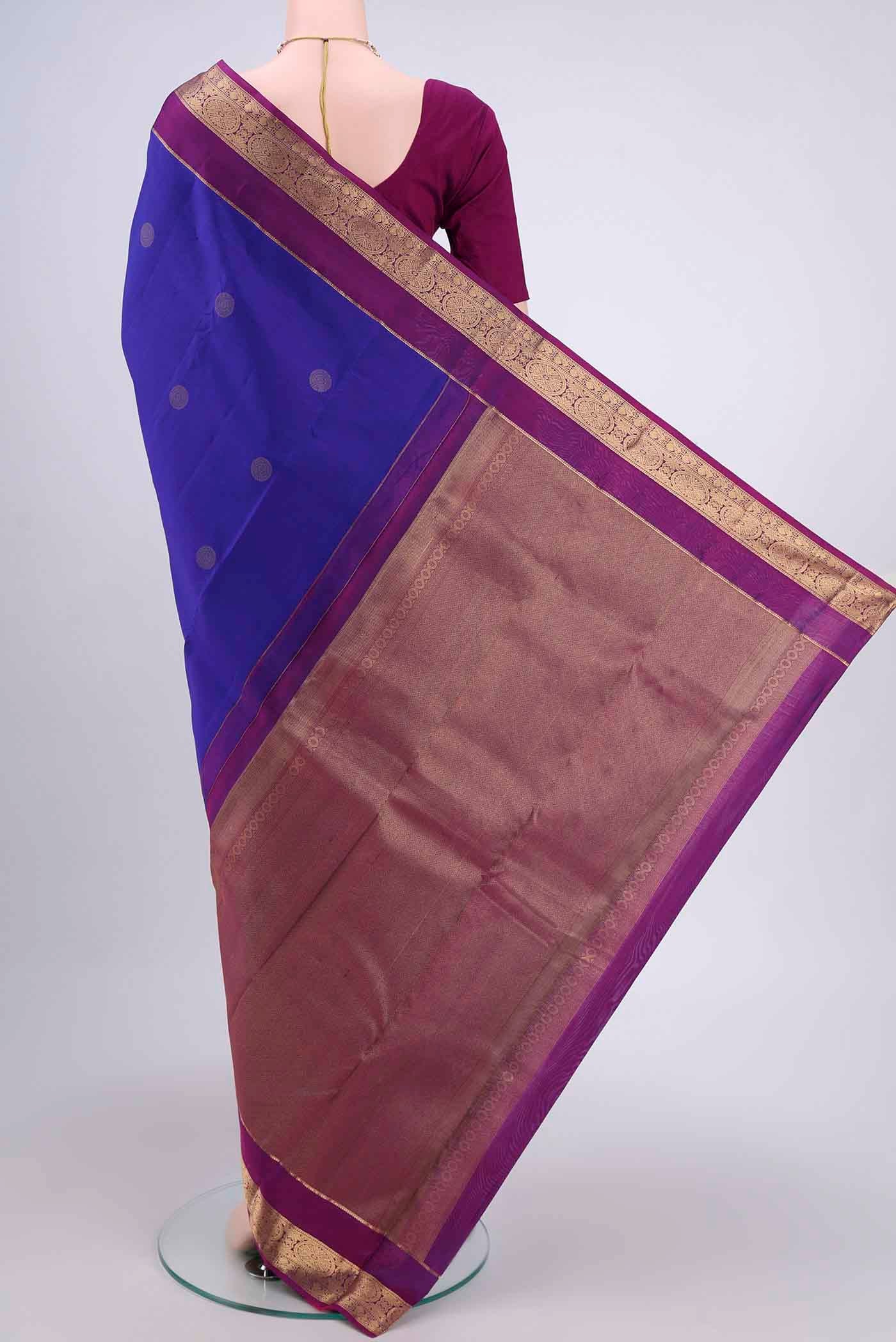 Royal Blue Kanchipuram Silk Saree - Image 3