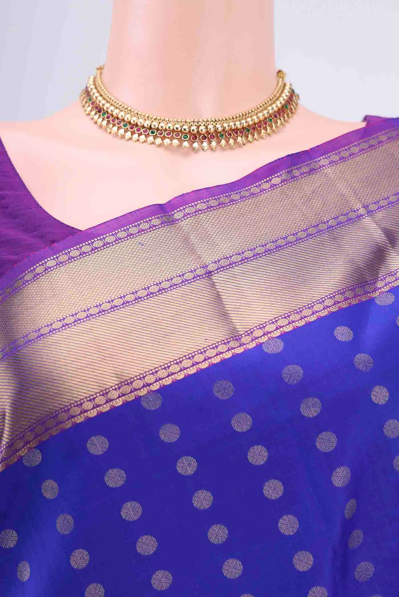 Royal Blue Kanchipuram Silk Saree - Image 2
