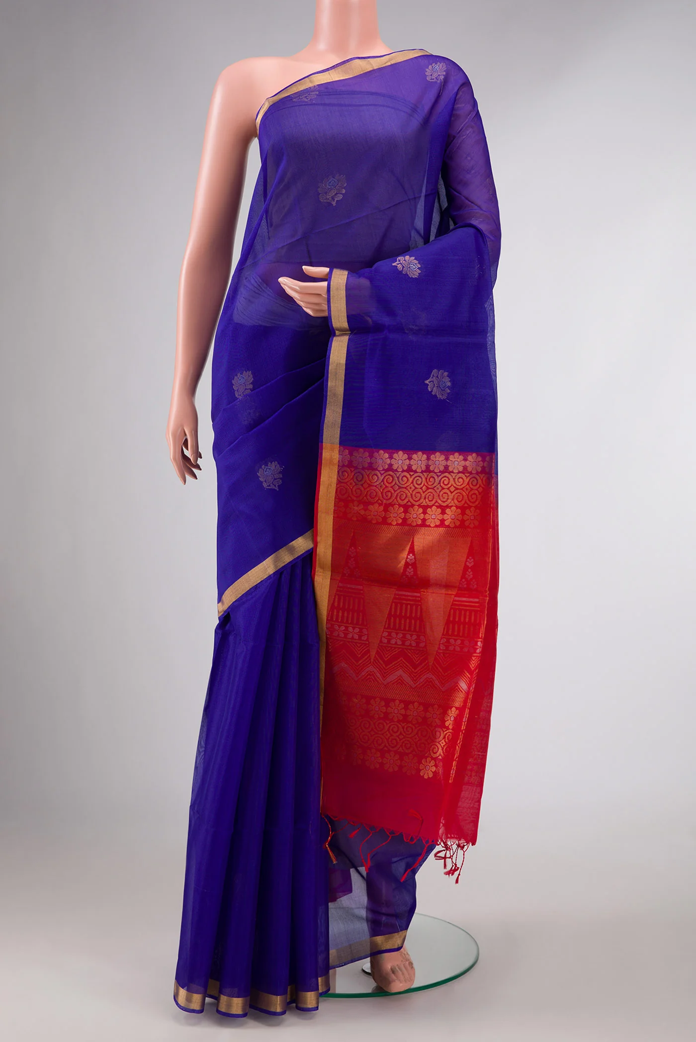 Royal Blue Dual Tone Silk Cotton Saree