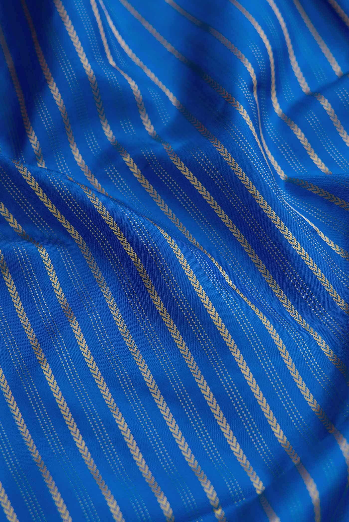 Pure Silk Pure Zari Royal Blue Kanjivaram Saree - Image 3