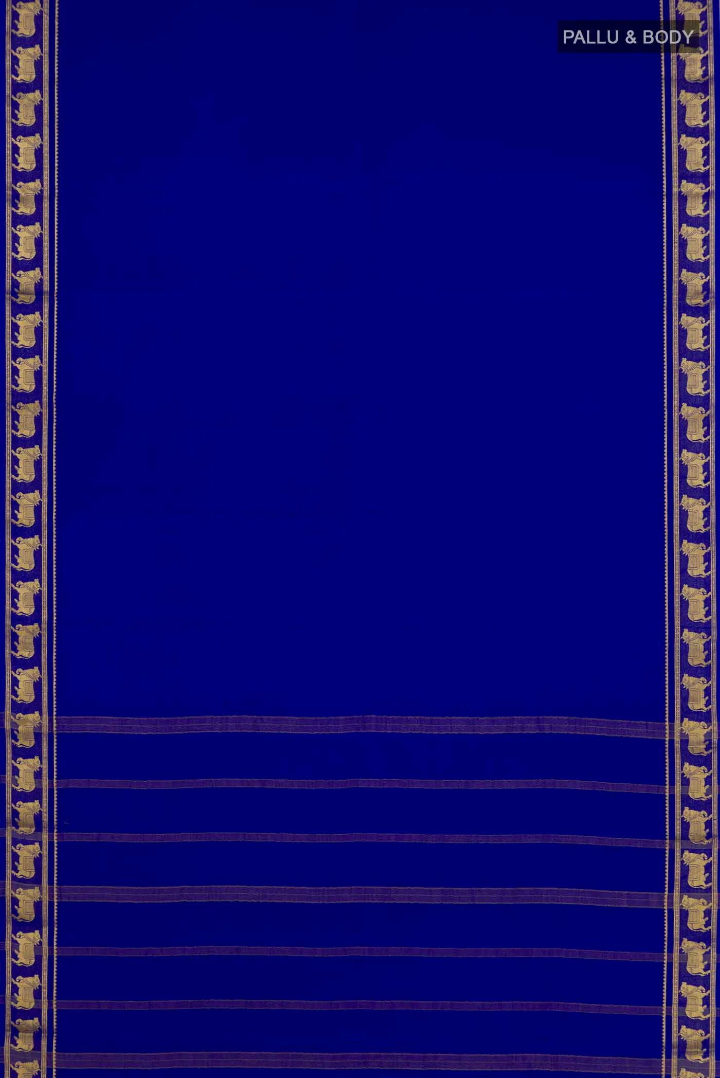 Royal Blue Mysore Crepe Saree - Image 5