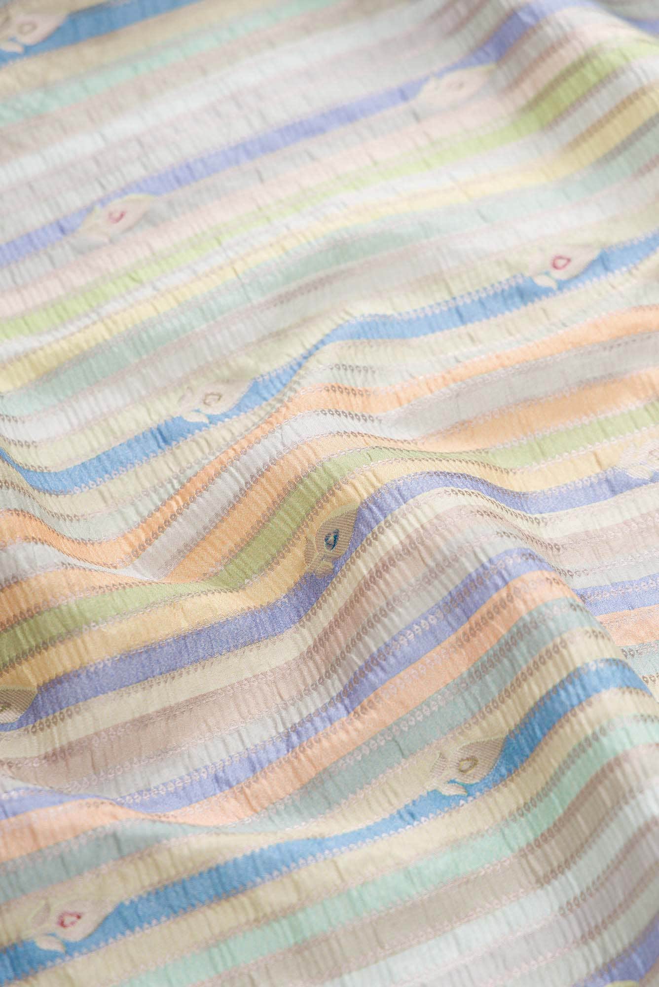 Royal Blue Pista Green Grey and Sky Blue Dual Tone Banarasi Silk Saree - Image 3