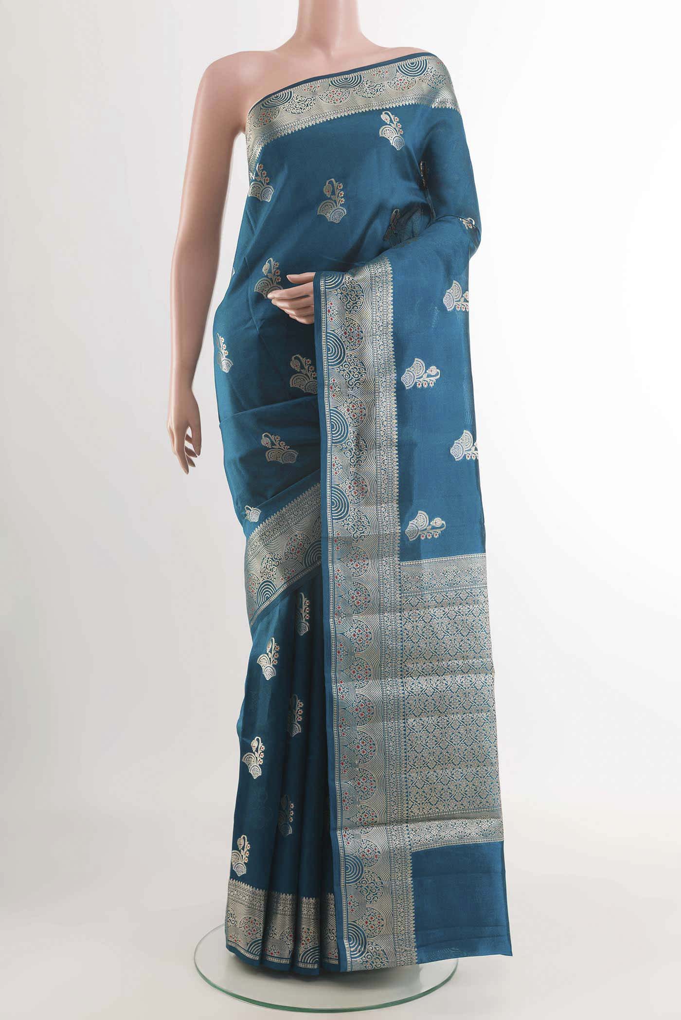 Royal Blue Tussar Silk Saree
