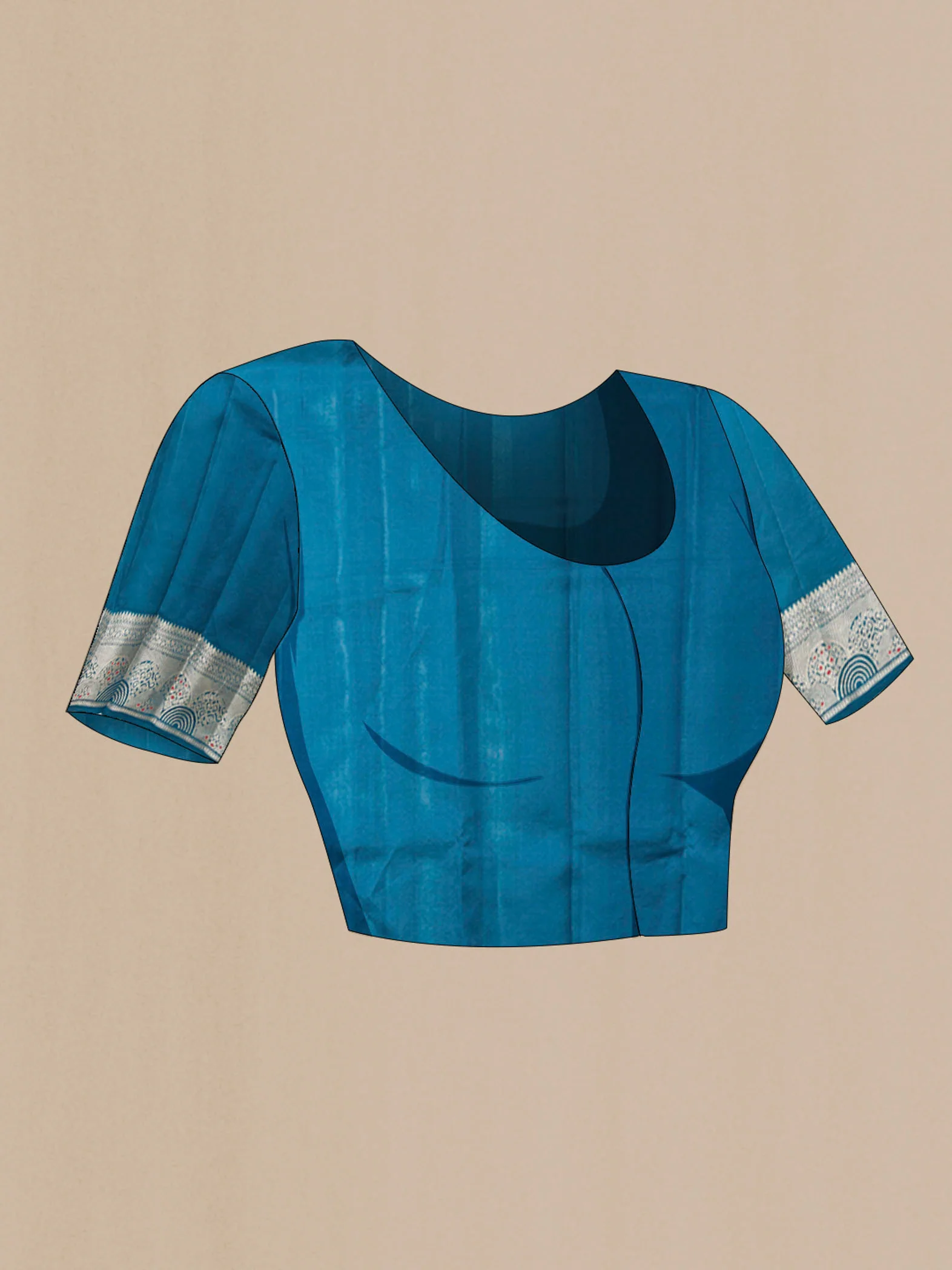 Royal Blue Tussar Silk Saree - Image 4