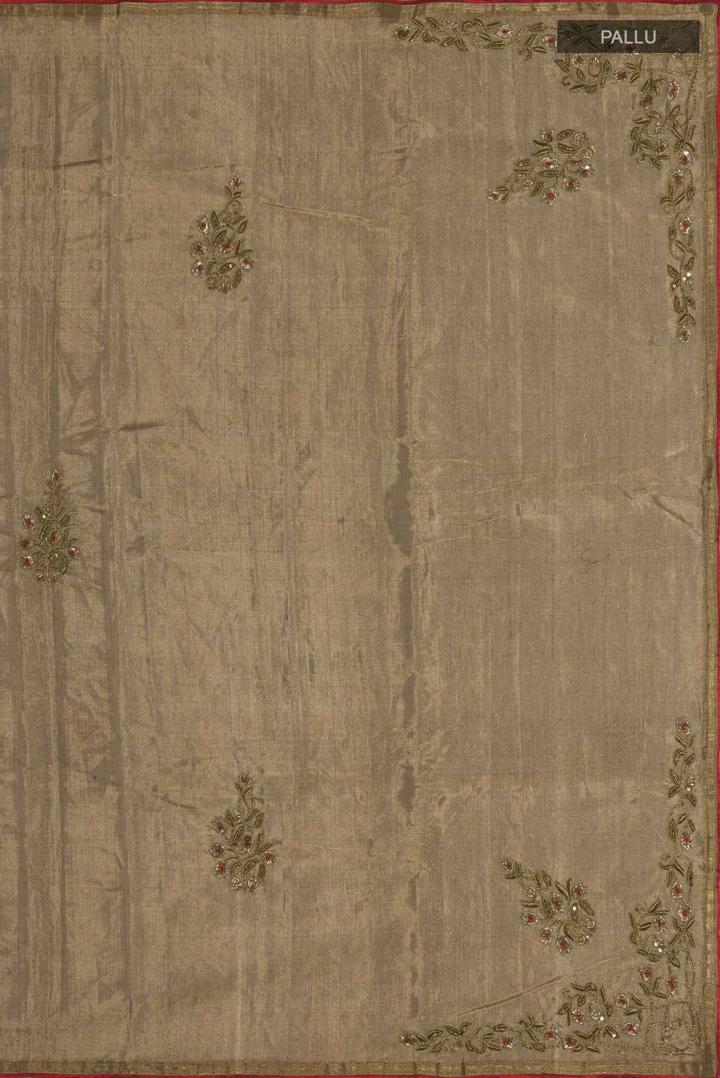 Rumana-Gold Tissue Silk Saree - Image 8