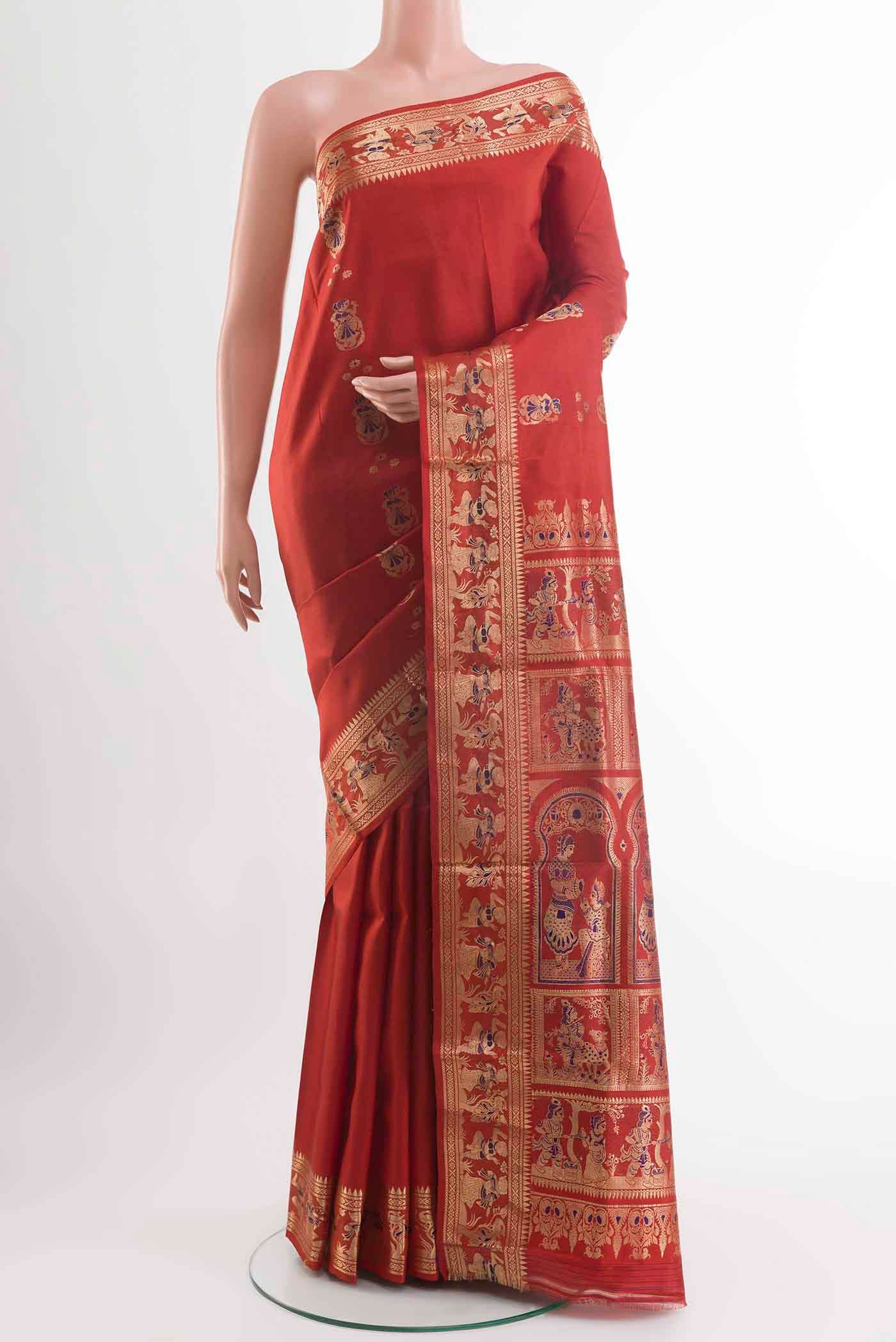 Rust Baluchari Silk Saree