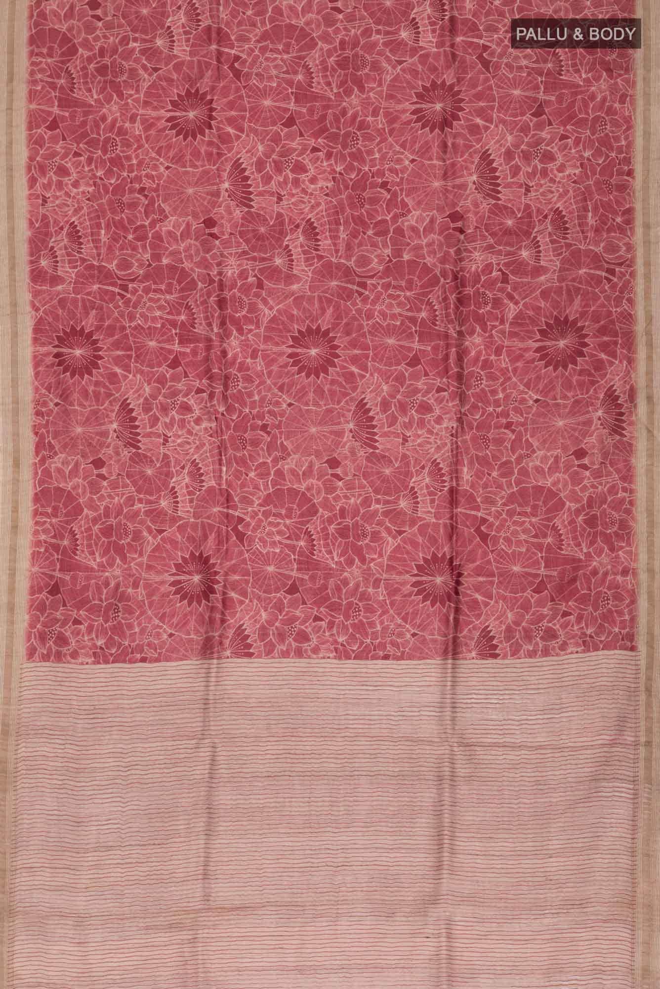 Rust Bhagalpuri Tussar Silk Saree - Image 3