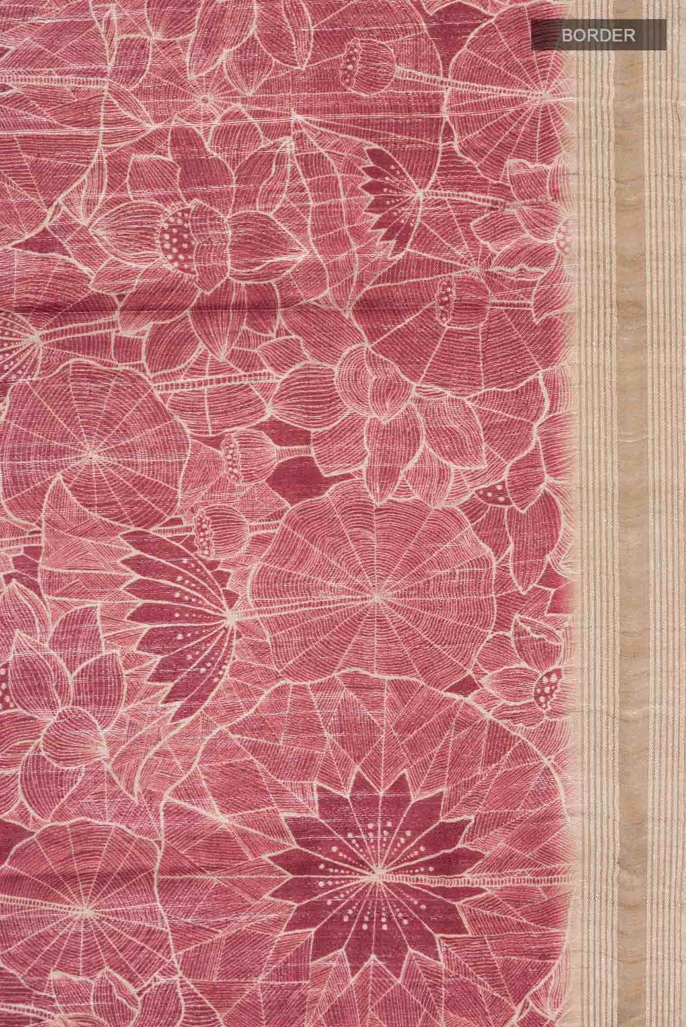 Rust Bhagalpuri Tussar Silk Saree - Image 4
