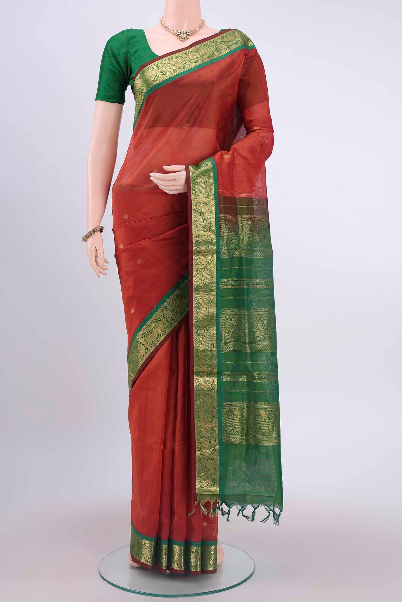 Rust Silk Cotton Saree