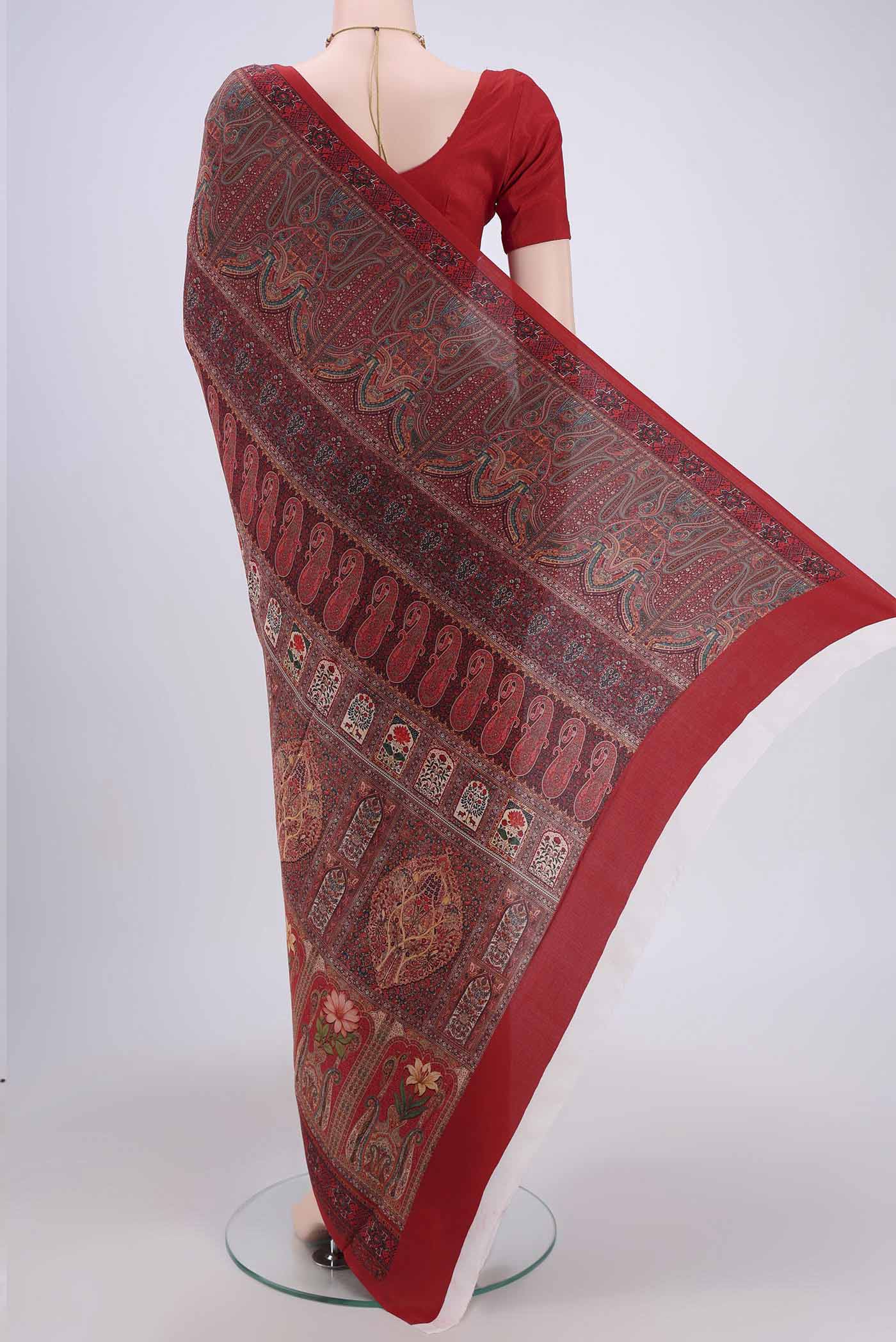 Rust Crepe Saree - Image 3