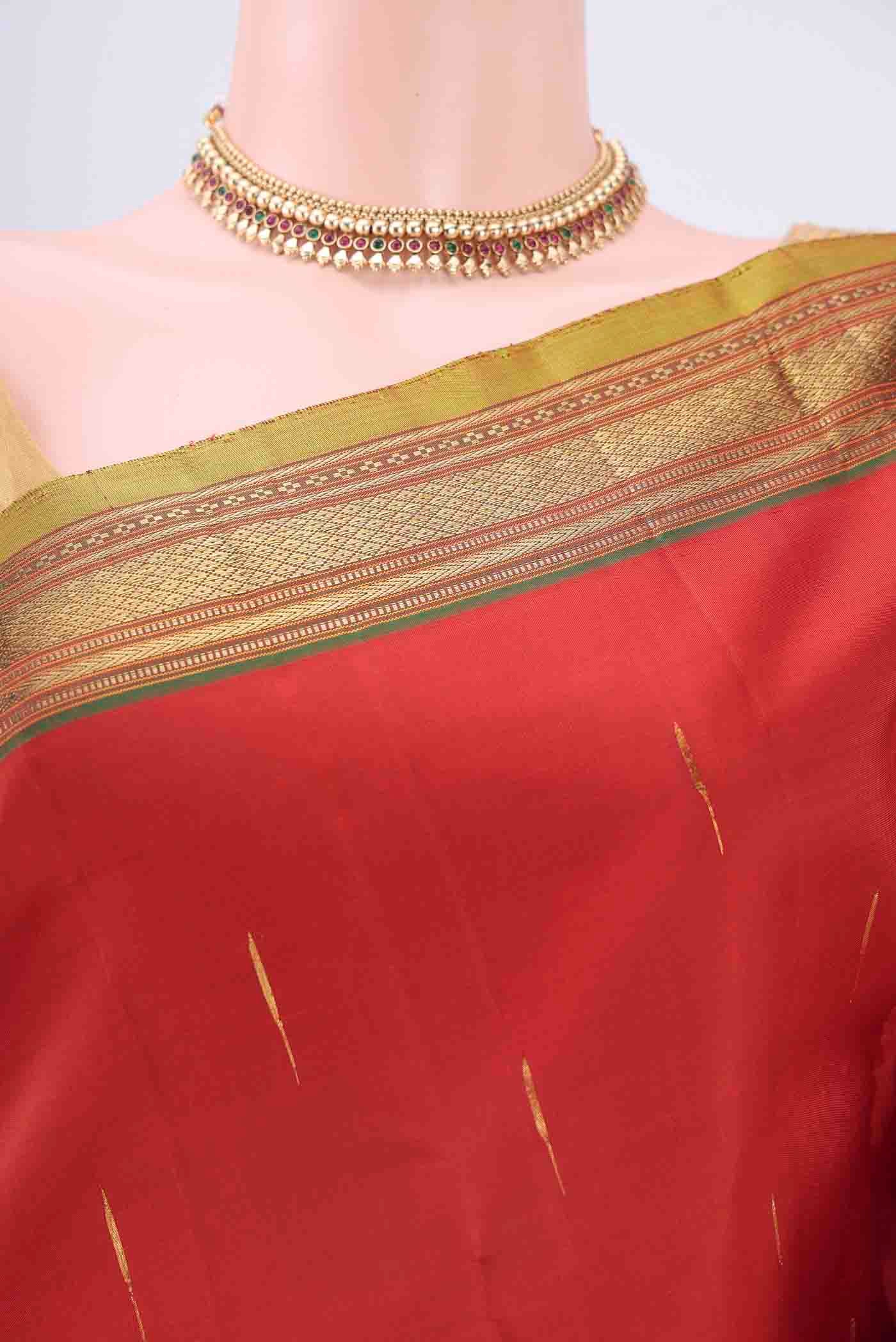 Rust Dual Tone Kanjivaram Saree - Image 2