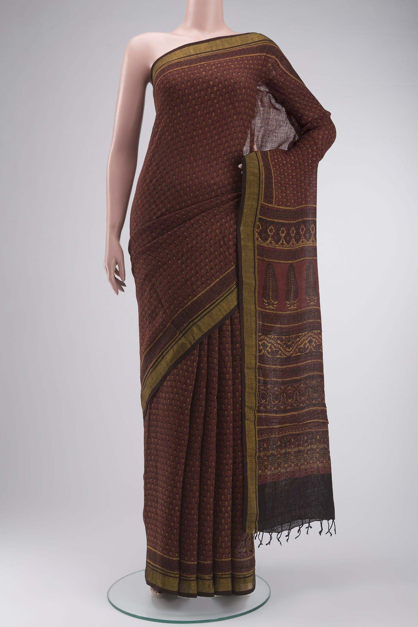Rust Kalamkari Cotton Saree