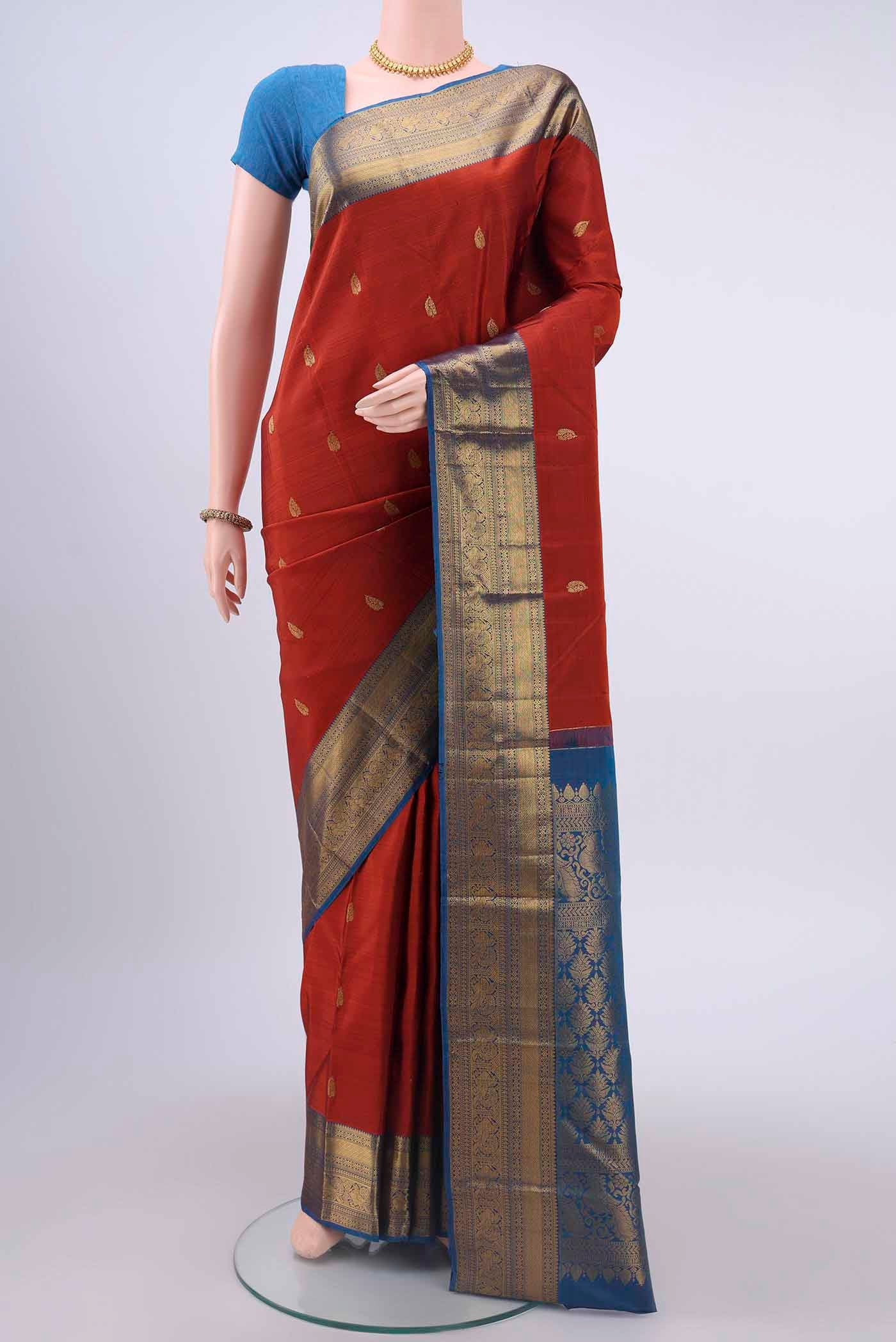 Rust Kanchipuram Saree