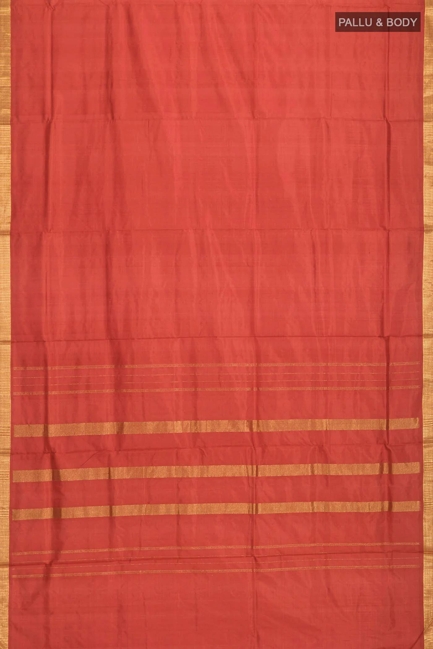 Rust Kanjivaram Silk Nine Yards Saree - Image 5