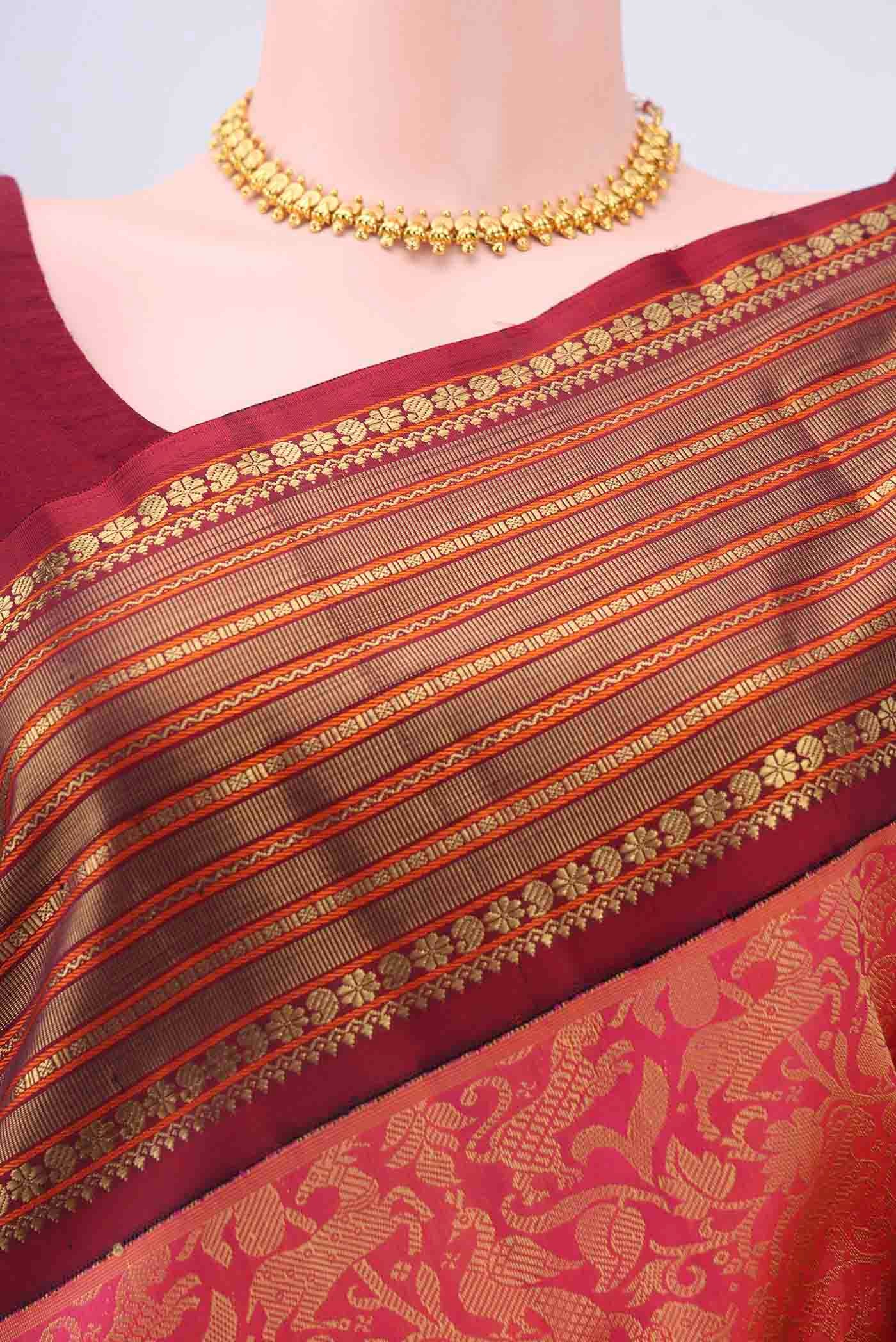 Pure Silk Pure Zari Multi Color Kanjivaram Saree - Image 2