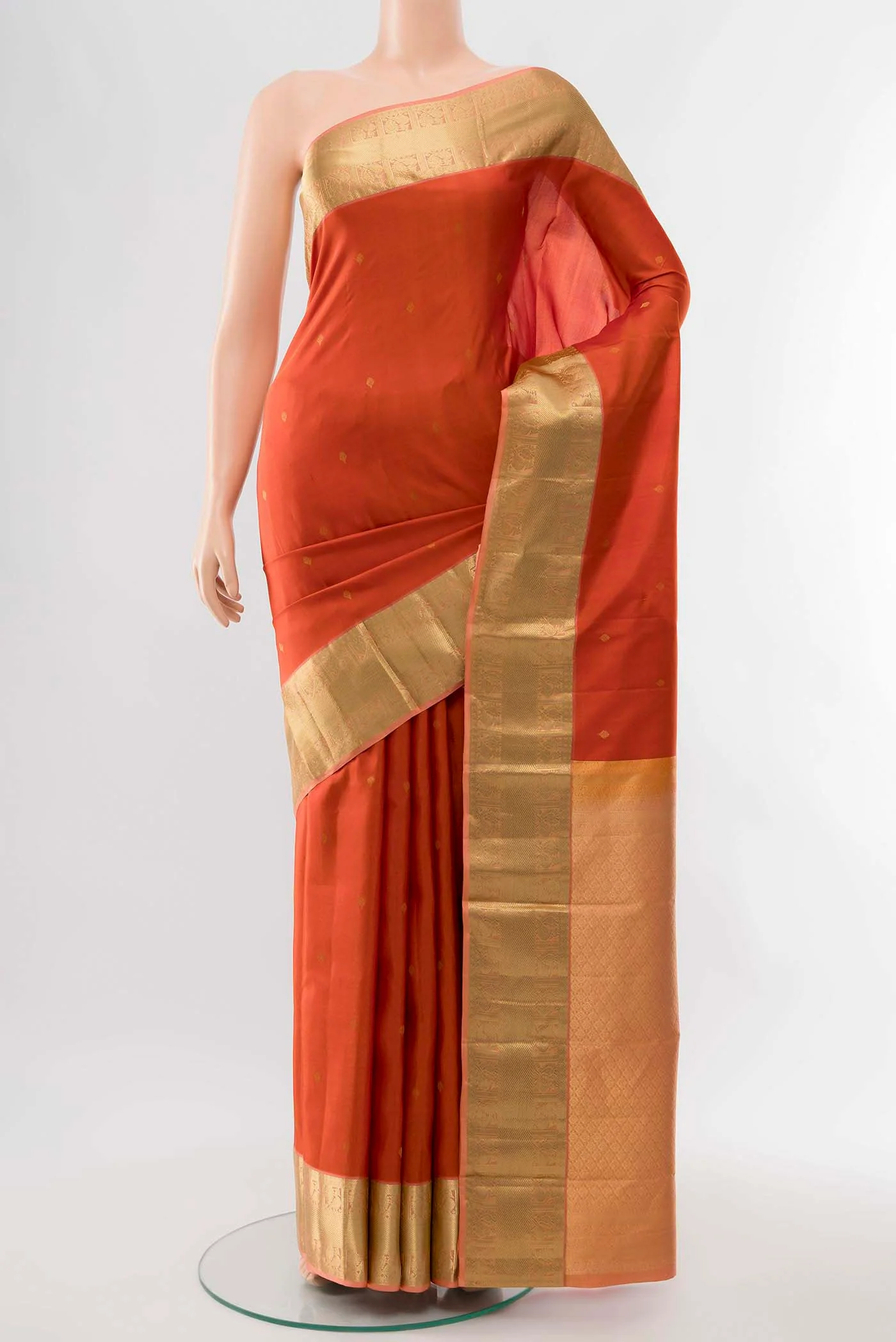 Rust Kanchipuram Silk Saree
