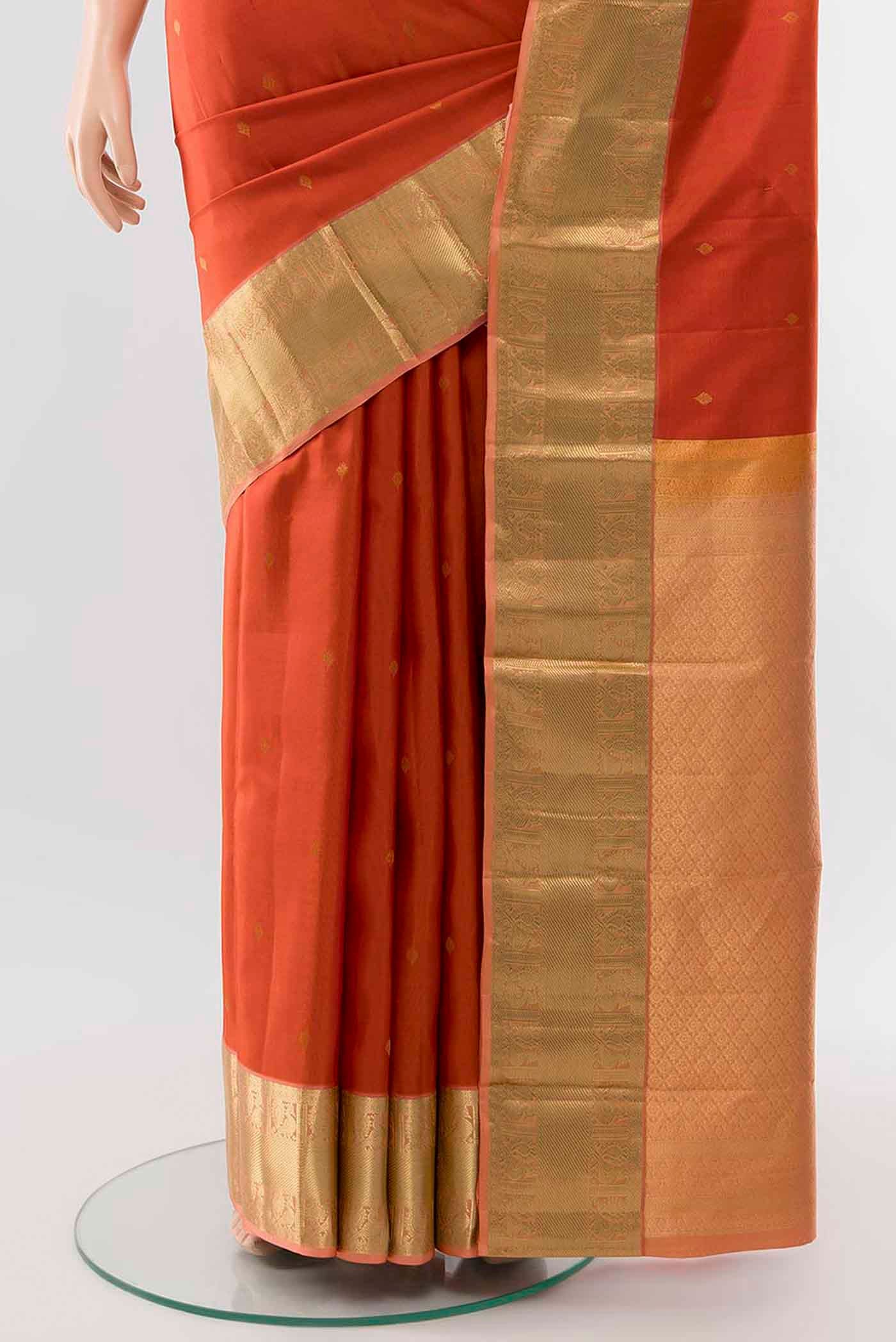 Rust Kanchipuram Silk Saree - Image 3