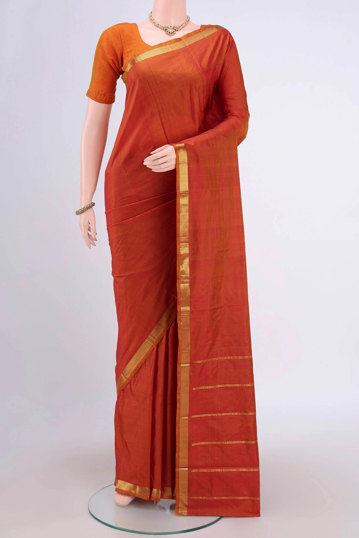 Rust Kanchipuram Silk Saree