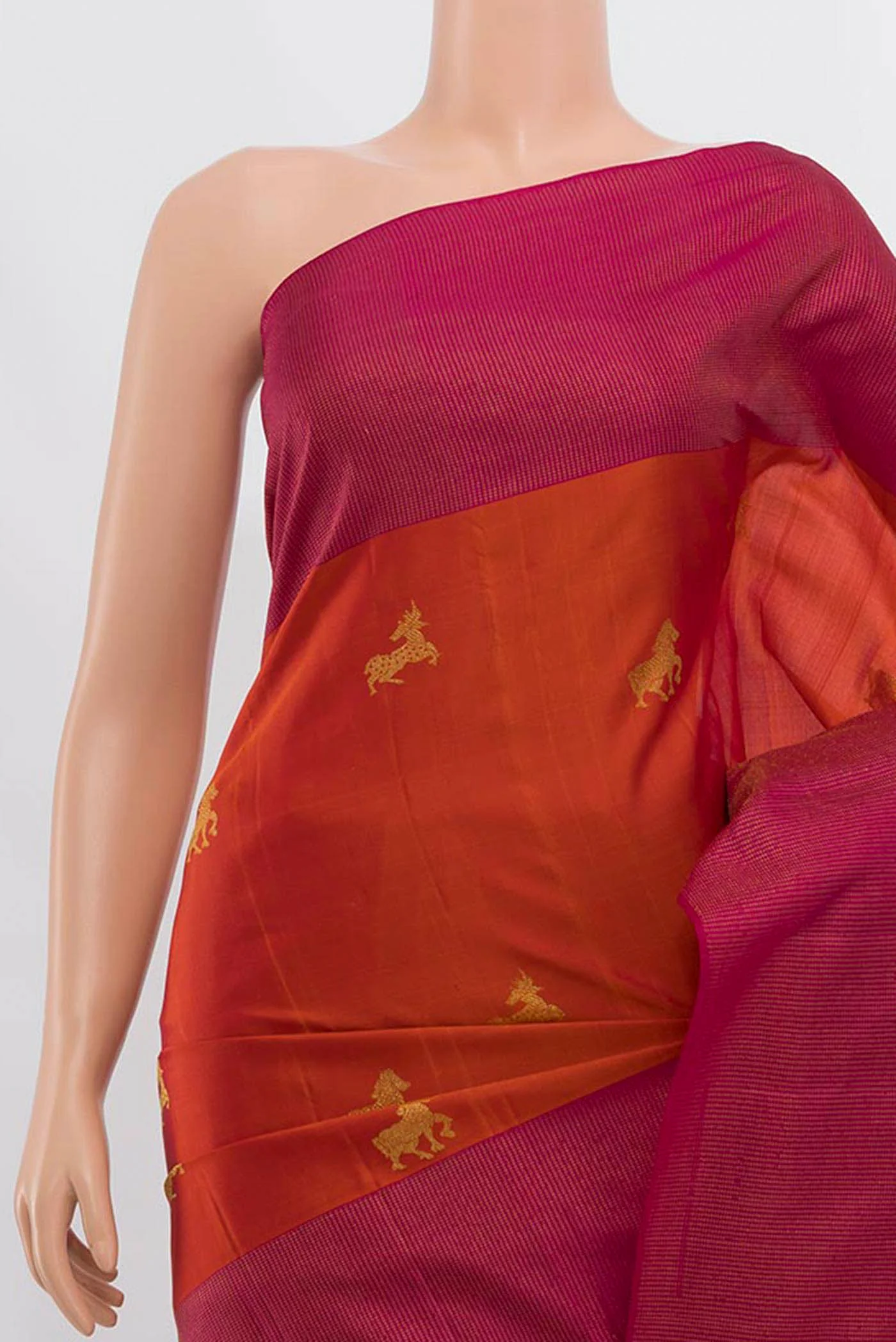 Rust Kanjivaram Silk Saree - Image 2