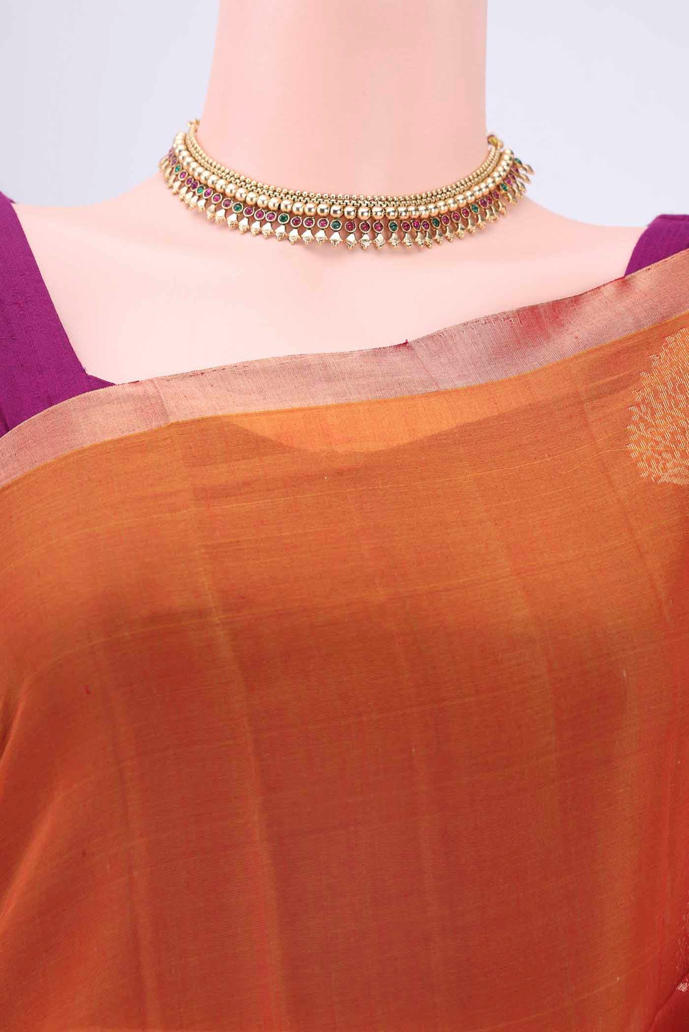 Rust Kora Cotton Saree - Image 2