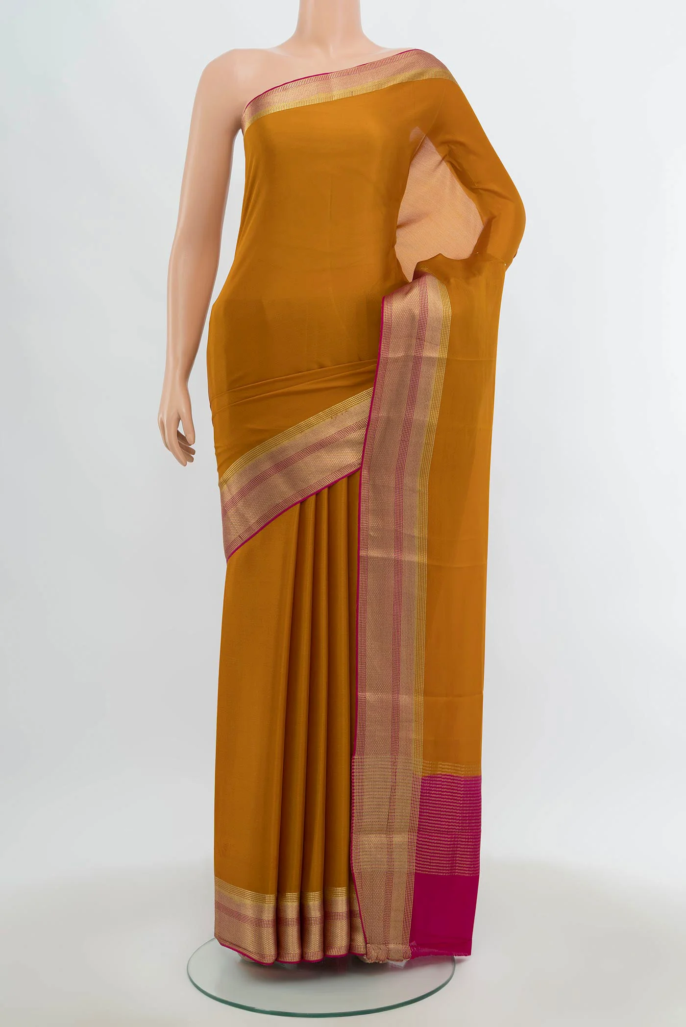Mustard Mysore Crepe Saree