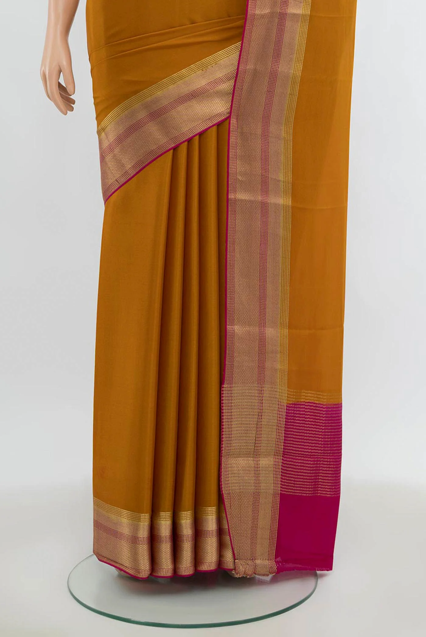 Mustard Mysore Crepe Saree - Image 3
