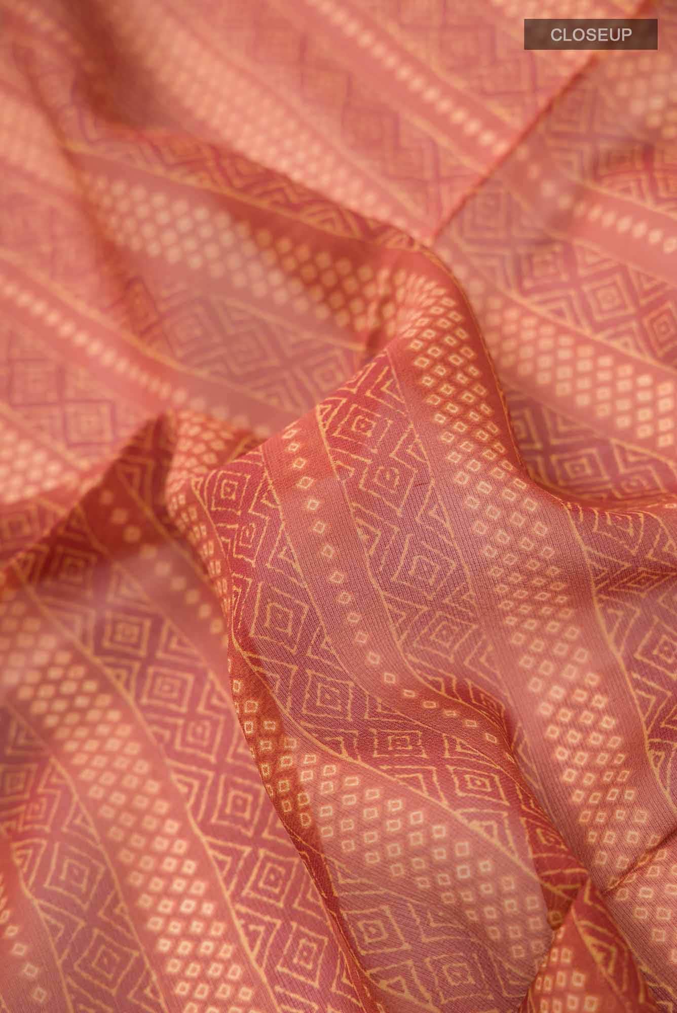 Rust Mysore Georgette Saree - Image 2