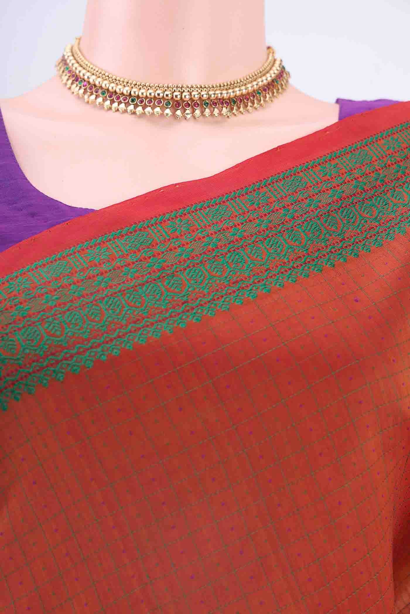 Rust Poly Cotton Saree - Image 2