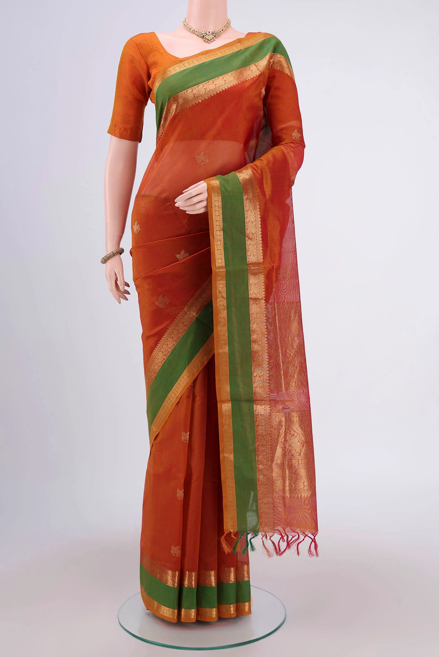 Rust Silk Cotton Saree