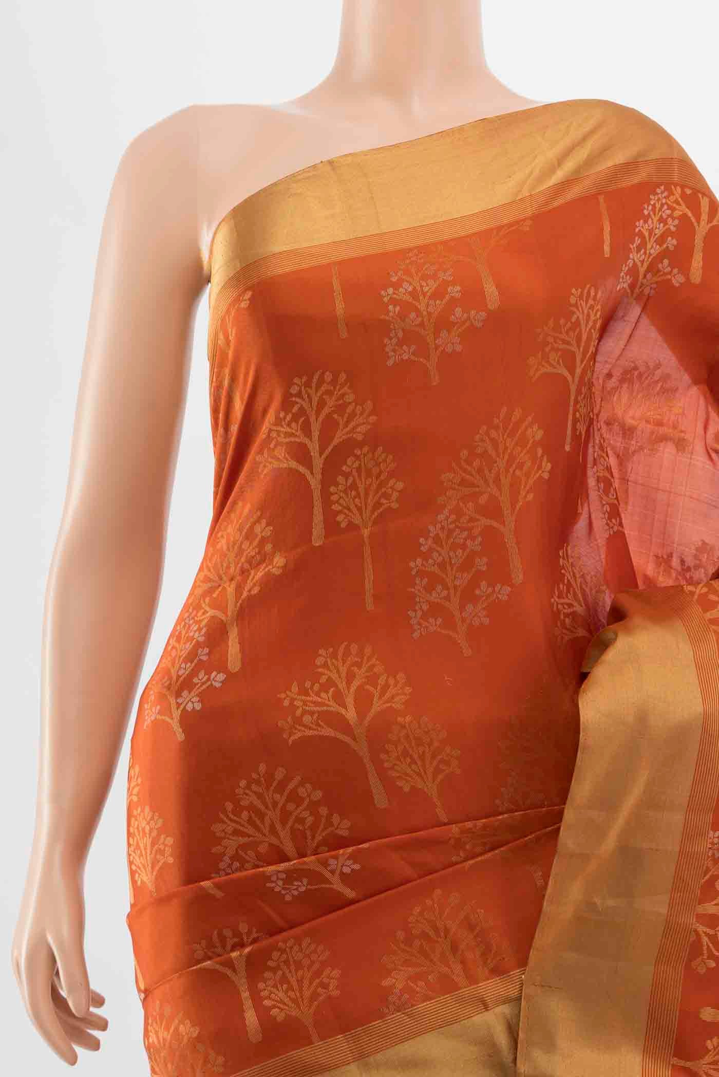 Rust Soft Silk Saree - Image 2