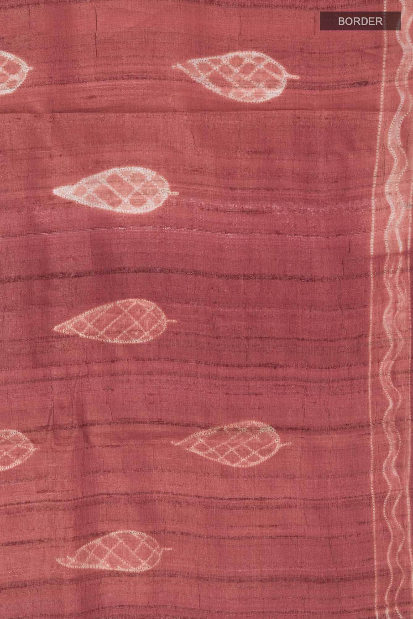 Rust Tussar Silk Saree - Image 4