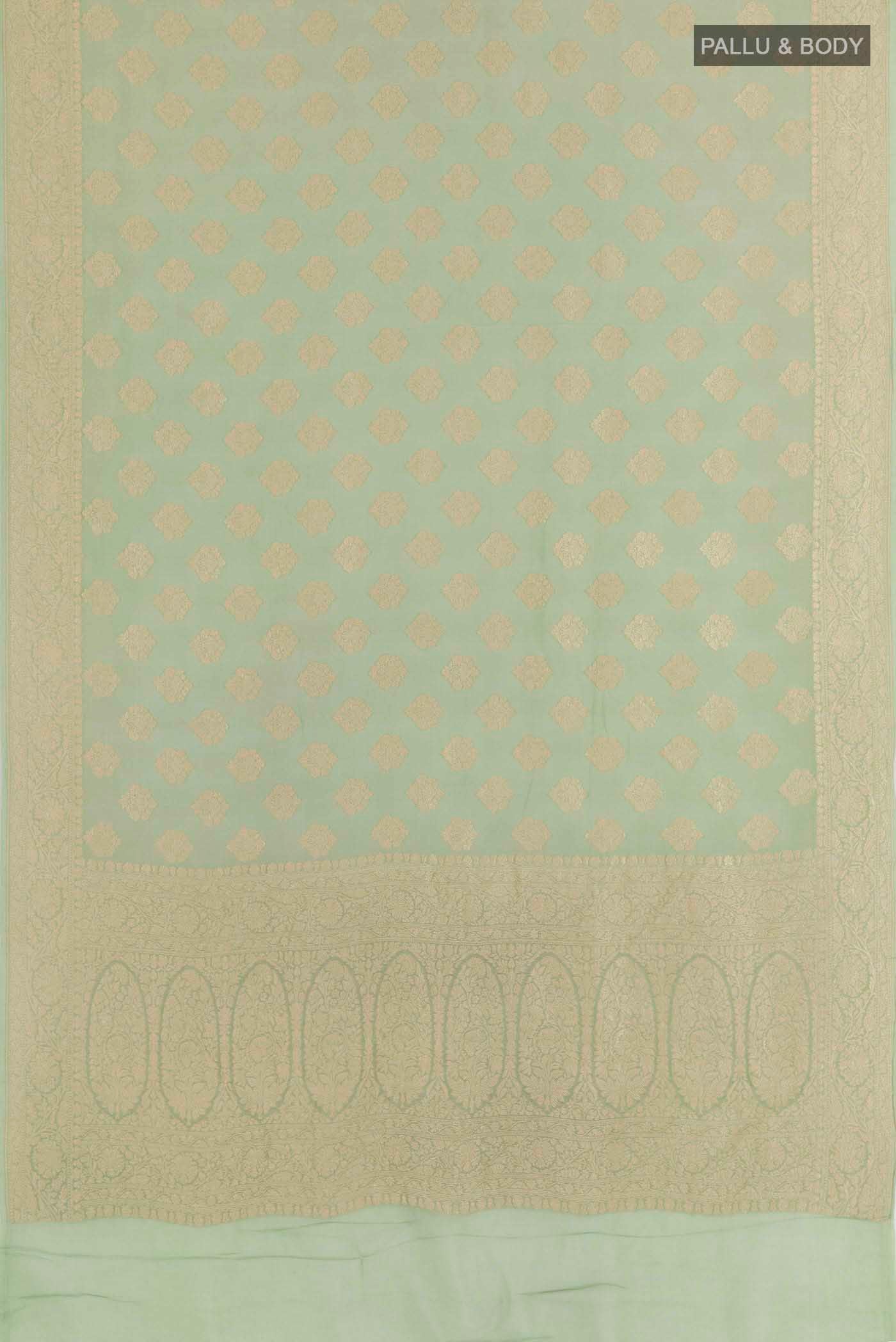Sage Green Banarasi Georgette Saree - Image 3