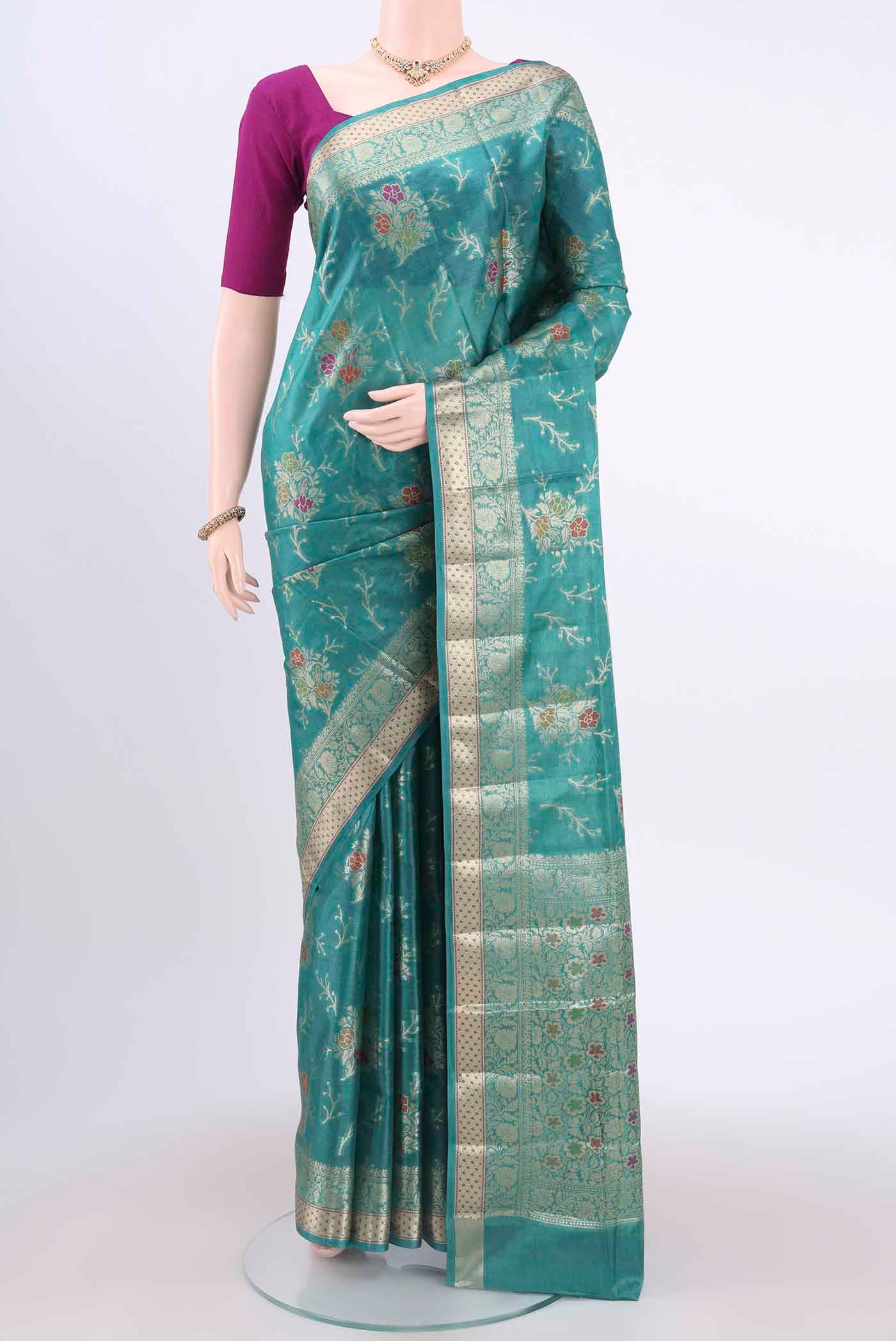 Sage Green Banarasi Raw Silk Saree