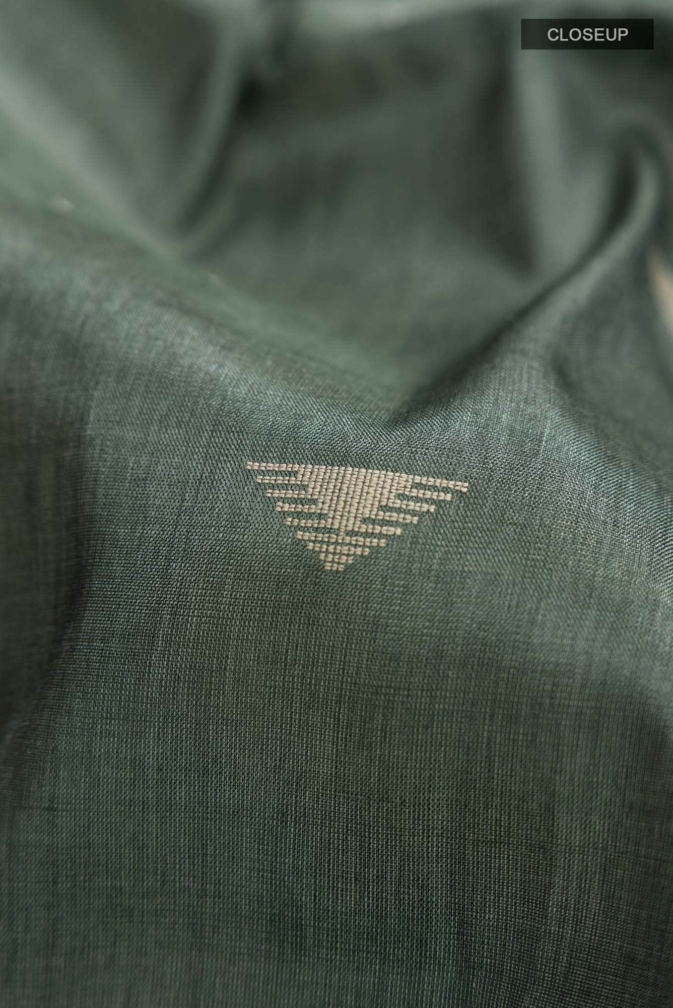 Sage Green Bhagalpuri Tussar Silk Saree - Image 3