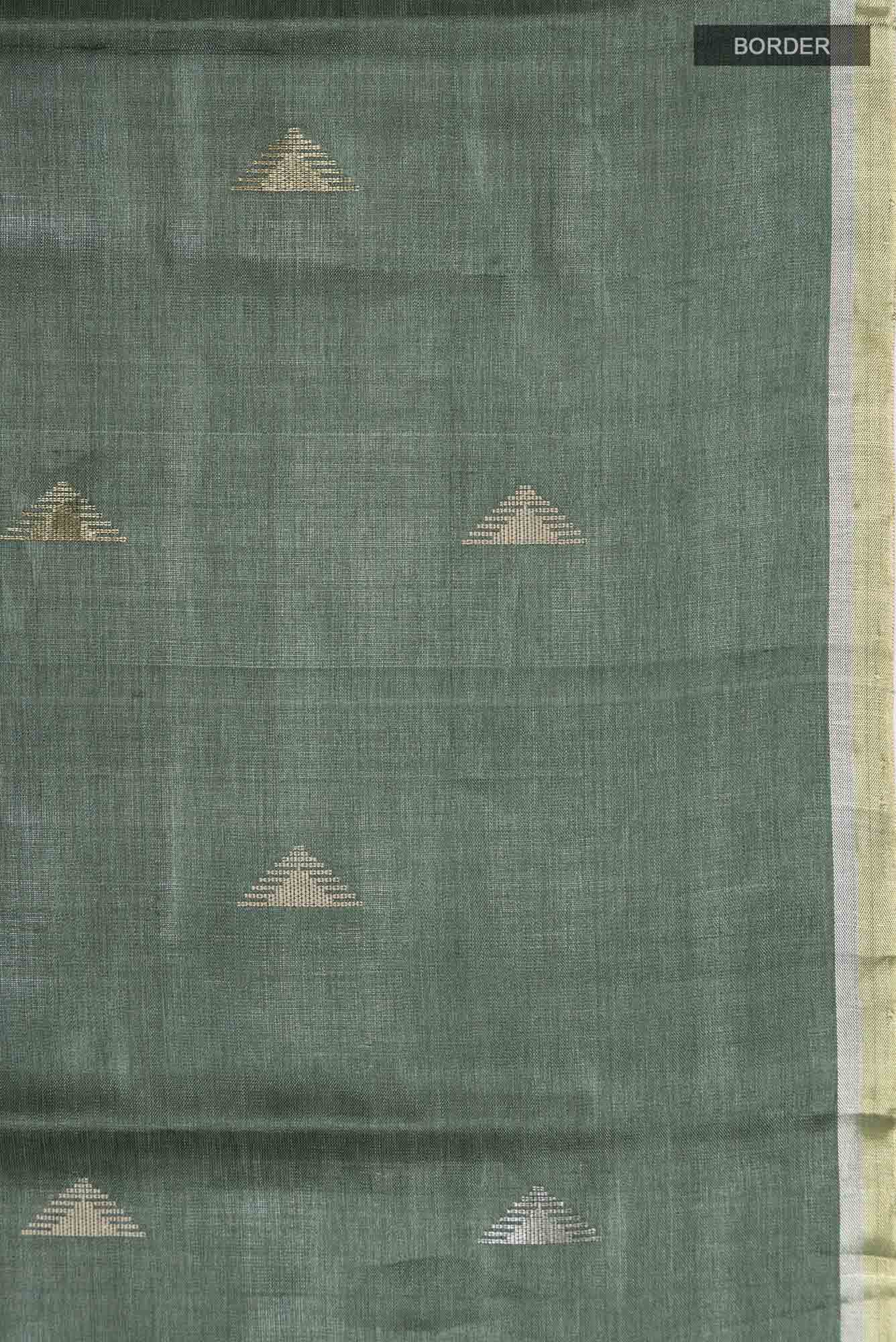 Sage Green Bhagalpuri Tussar Silk Saree - Image 5